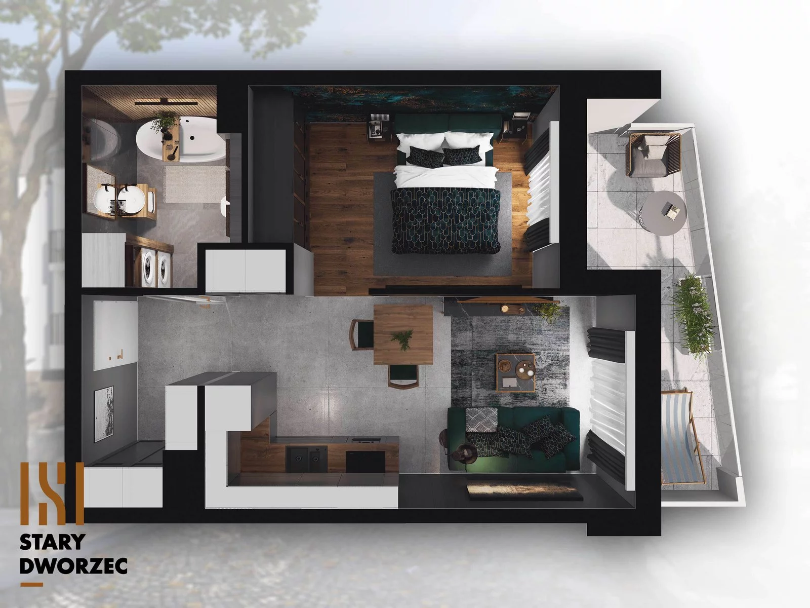 1 pokój, mieszkanie 35,40 m², piętro 3, oferta nr M 46A, Stary Dworzec, Kartuzy, ul. Dworcowa