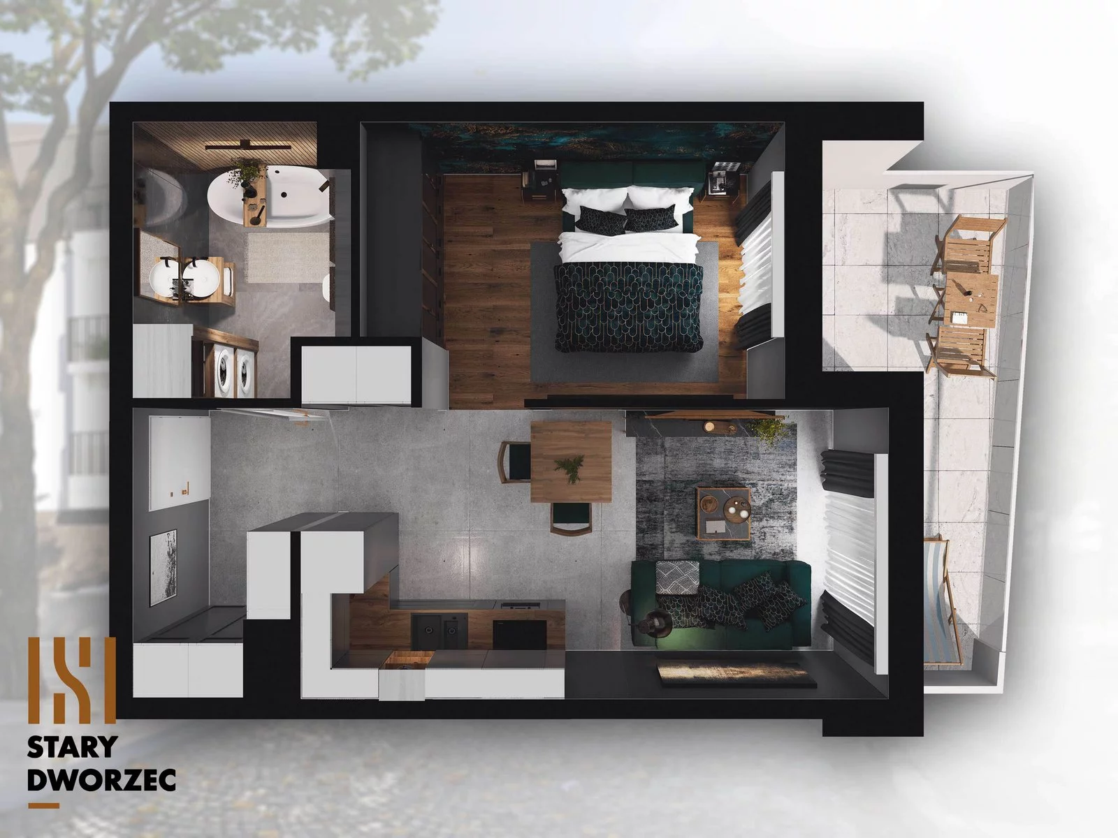 1 pokój, mieszkanie 35,45 m², piętro 3, oferta nr M 47A, Stary Dworzec, Kartuzy, ul. Dworcowa
