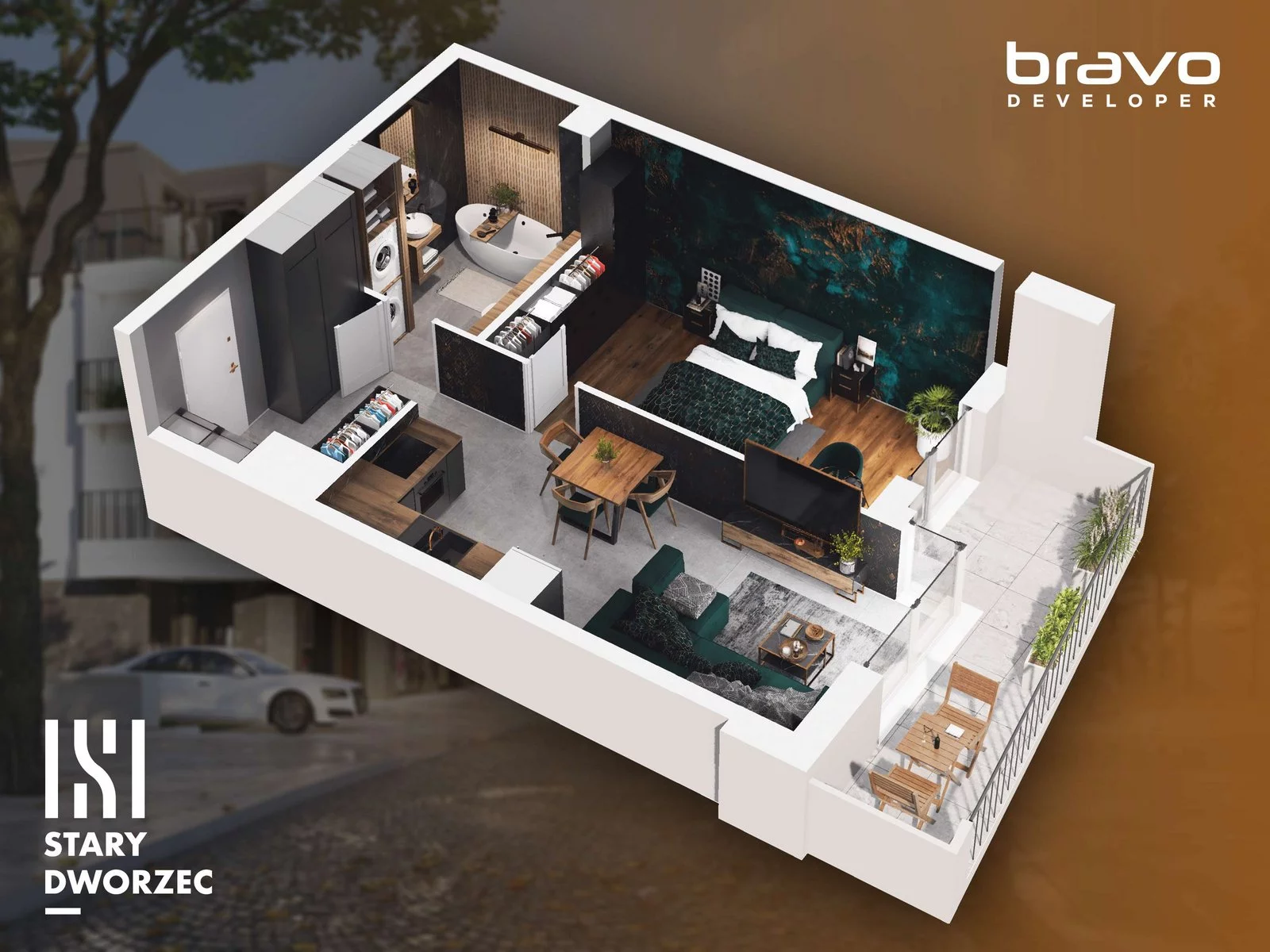 2 pokoje, mieszkanie 43,11 m², piętro 1, oferta nr M 58B, Stary Dworzec, Kartuzy, ul. Dworcowa