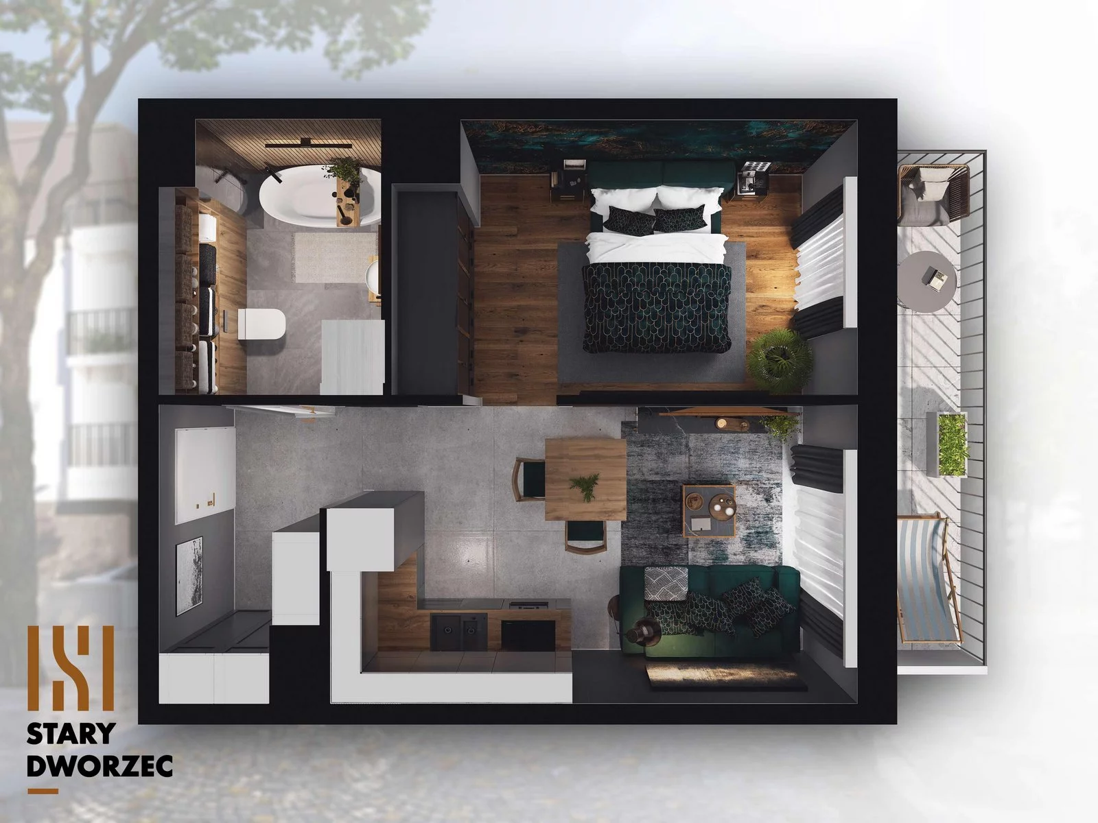 1 pokój, mieszkanie 34,68 m², piętro 2, oferta nr M 63B, Stary Dworzec, Kartuzy, ul. Dworcowa