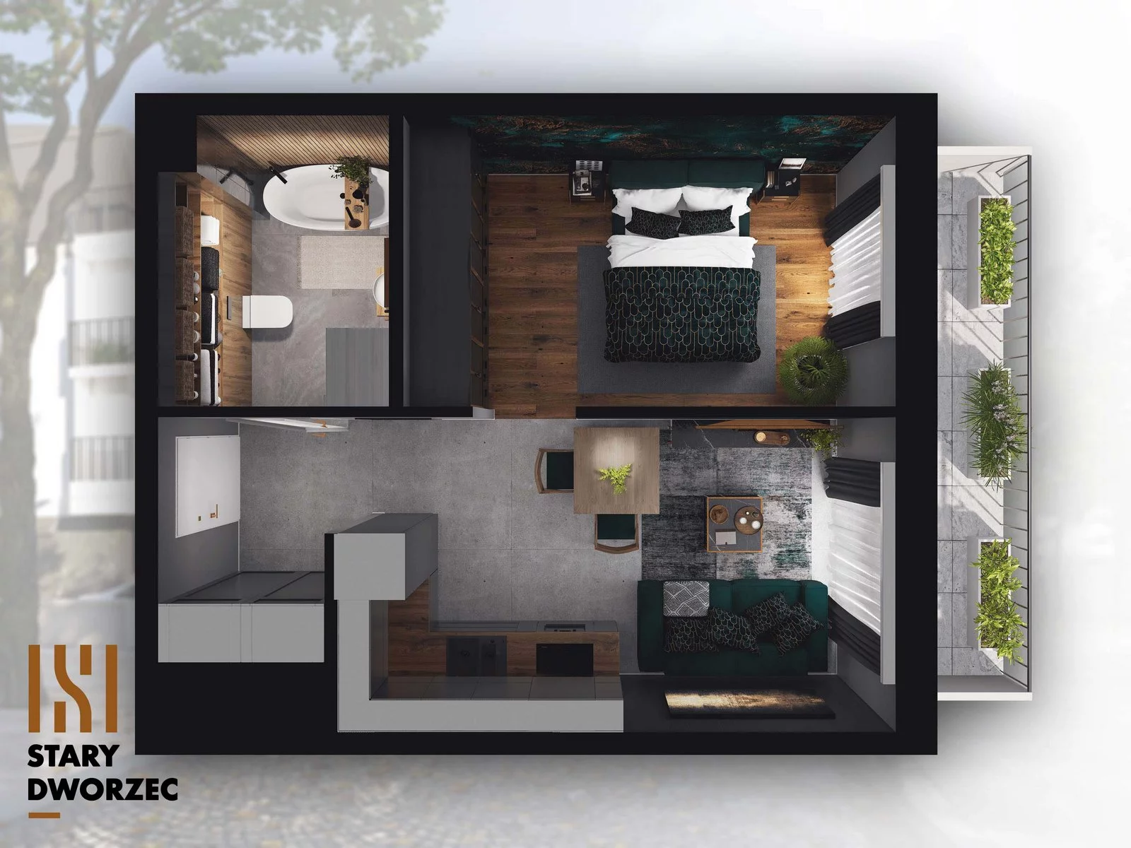 1 pokój, mieszkanie 34,48 m², piętro 2, oferta nr M 64B, Stary Dworzec, Kartuzy, ul. Dworcowa