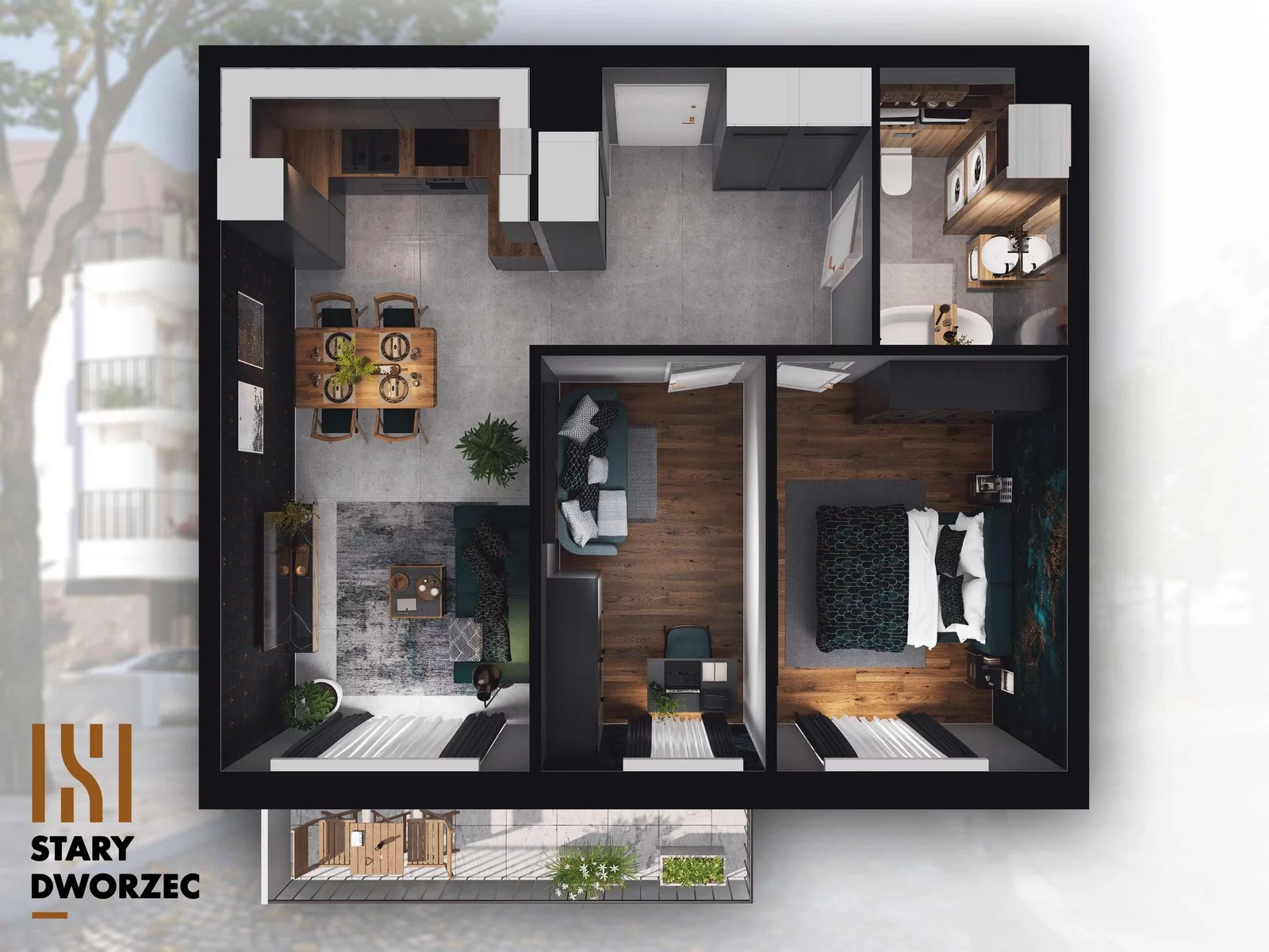 3 pokoje, mieszkanie 53,25 m², piętro 2, oferta nr M 67B, Stary Dworzec, Kartuzy, ul. Dworcowa
