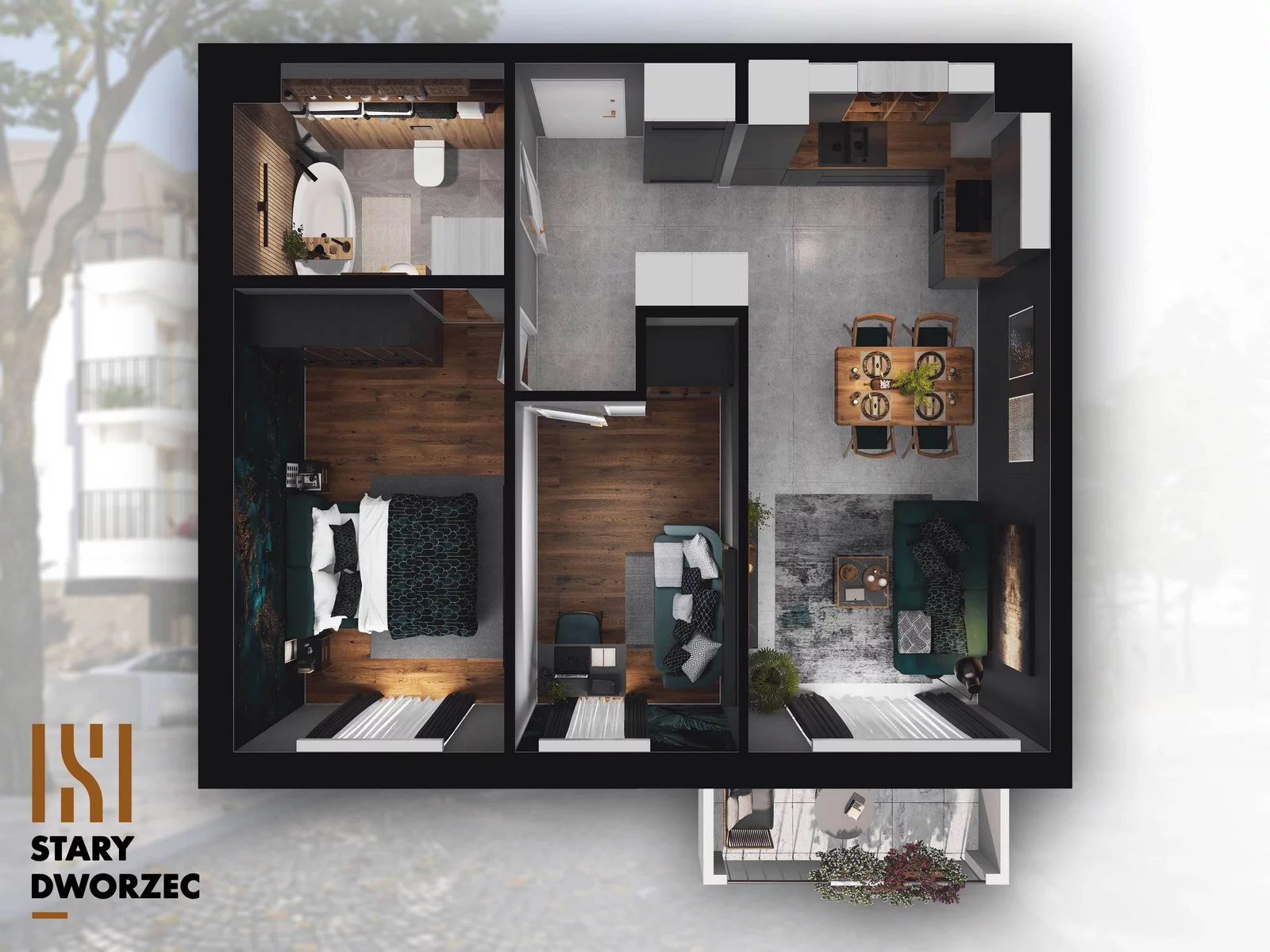3 pokoje, apartament 52,14 m², piętro 1, oferta nr M 6A, Stary Dworzec, Kartuzy, ul. Dworcowa