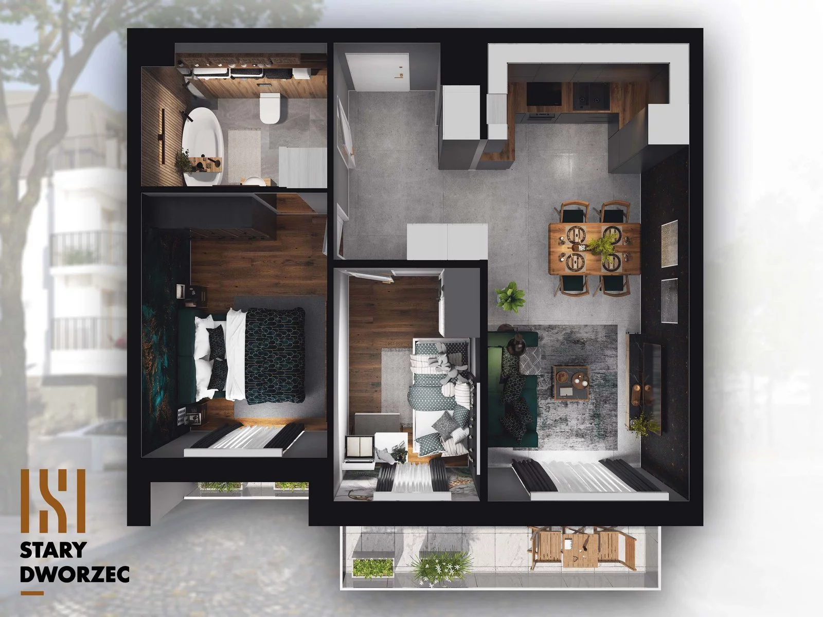 3 pokoje, mieszkanie 50,89 m², piętro 3, oferta nr M 77B, Stary Dworzec, Kartuzy, ul. Dworcowa