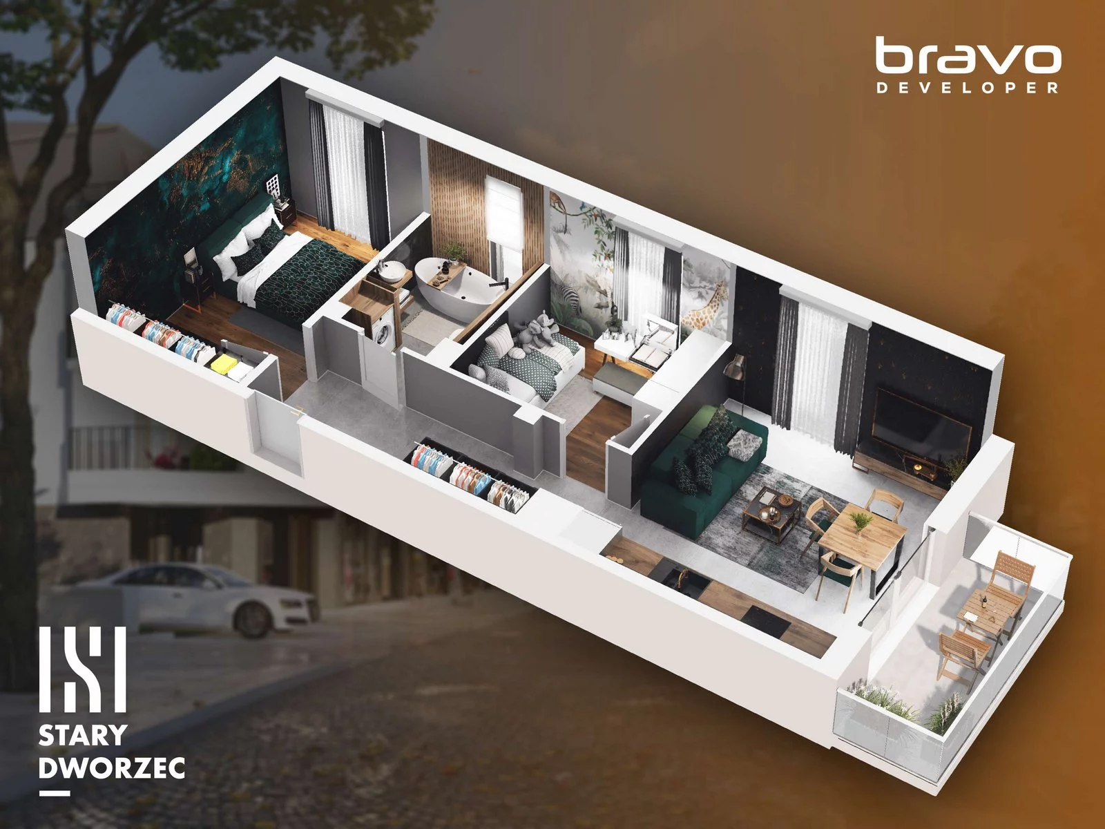 3 pokoje, apartament 49,09 m², piętro 3, oferta nr M 88C, Stary Dworzec, Kartuzy, ul. Dworcowa