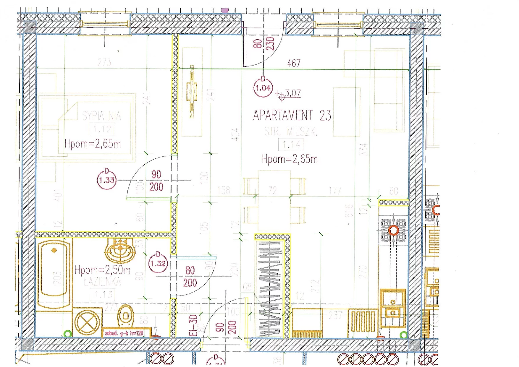 2 pokoje, apartament 44,86 m², piętro 1, oferta nr 23, Perła Mórz, Sianożęty, ul. Lotnicza 1