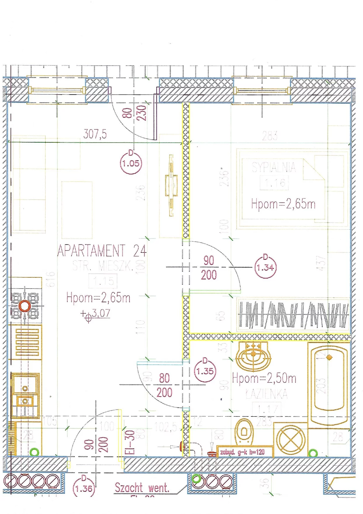 2 pokoje, apartament 36,02 m², piętro 1, oferta nr 24, Perła Mórz, Sianożęty, ul. Lotnicza 1