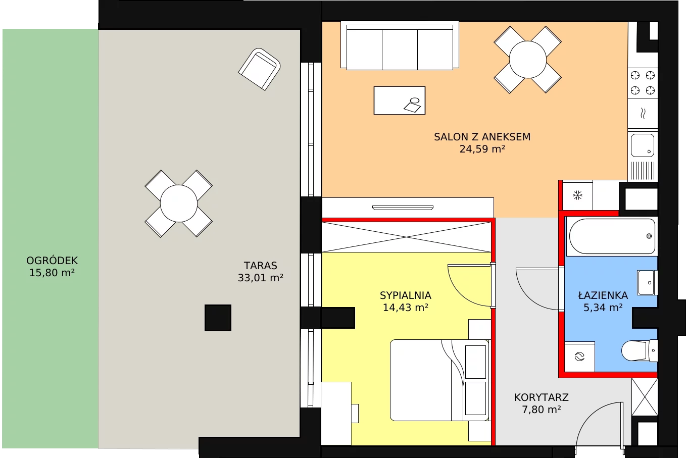 Apartament 52,16 m², parter, oferta nr B 0.4, Melody Park, Łódź, Śródmieście, Śródmieście-Wschód, ul. Pomorska 72/74