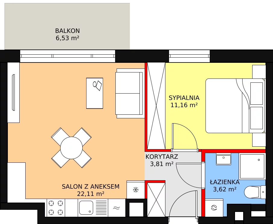 Apartament 40,70 m², piętro 1, oferta nr B 1.10, Melody Park, Łódź, Śródmieście, Śródmieście-Wschód, ul. Pomorska 72/74