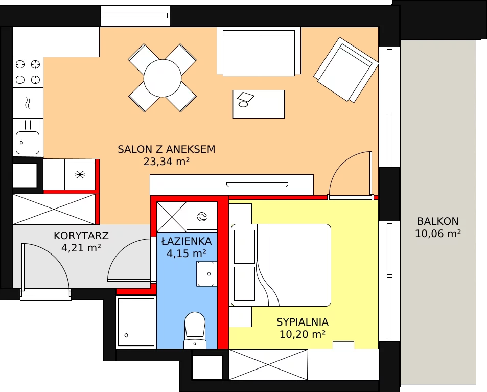 Apartament 41,90 m², piętro 1, oferta nr B 1.11, Melody Park, Łódź, Śródmieście, Śródmieście-Wschód, ul. Pomorska 72/74