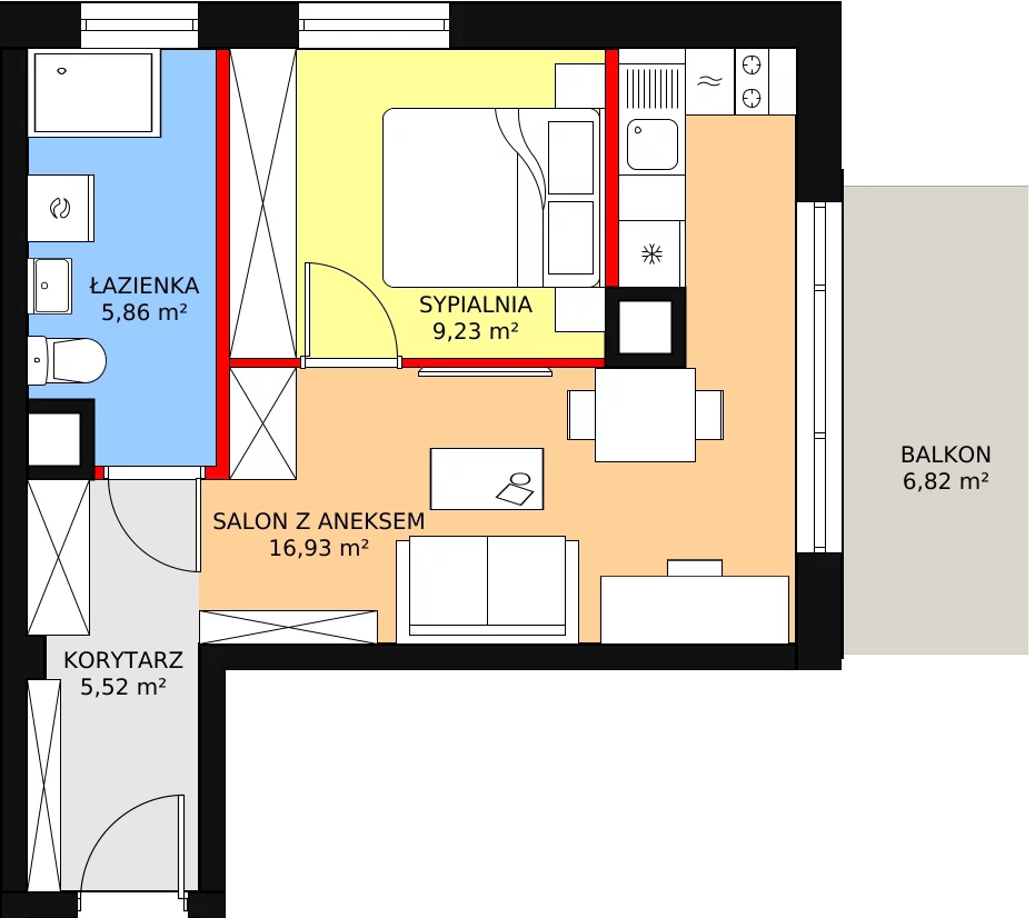 Apartament 37,54 m², piętro 2, oferta nr B 2.5, Melody Park, Łódź, Śródmieście, Śródmieście-Wschód, ul. Pomorska 72/74