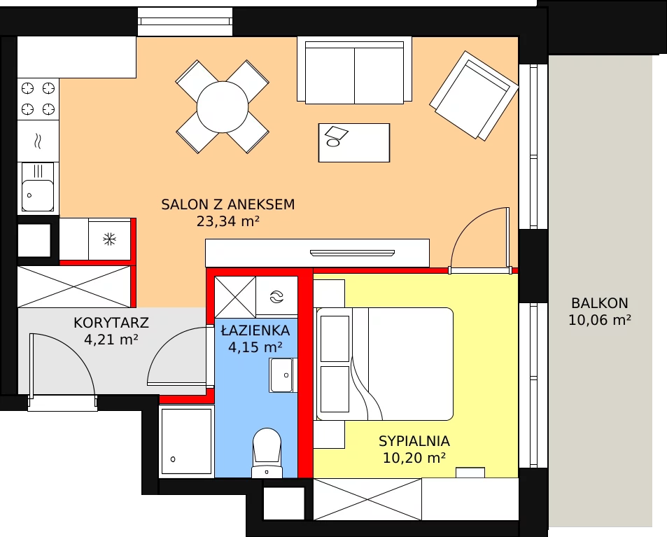 Apartament 41,90 m², piętro 2, oferta nr B 2.11, Melody Park, Łódź, Śródmieście, Śródmieście-Wschód, ul. Pomorska 72/74