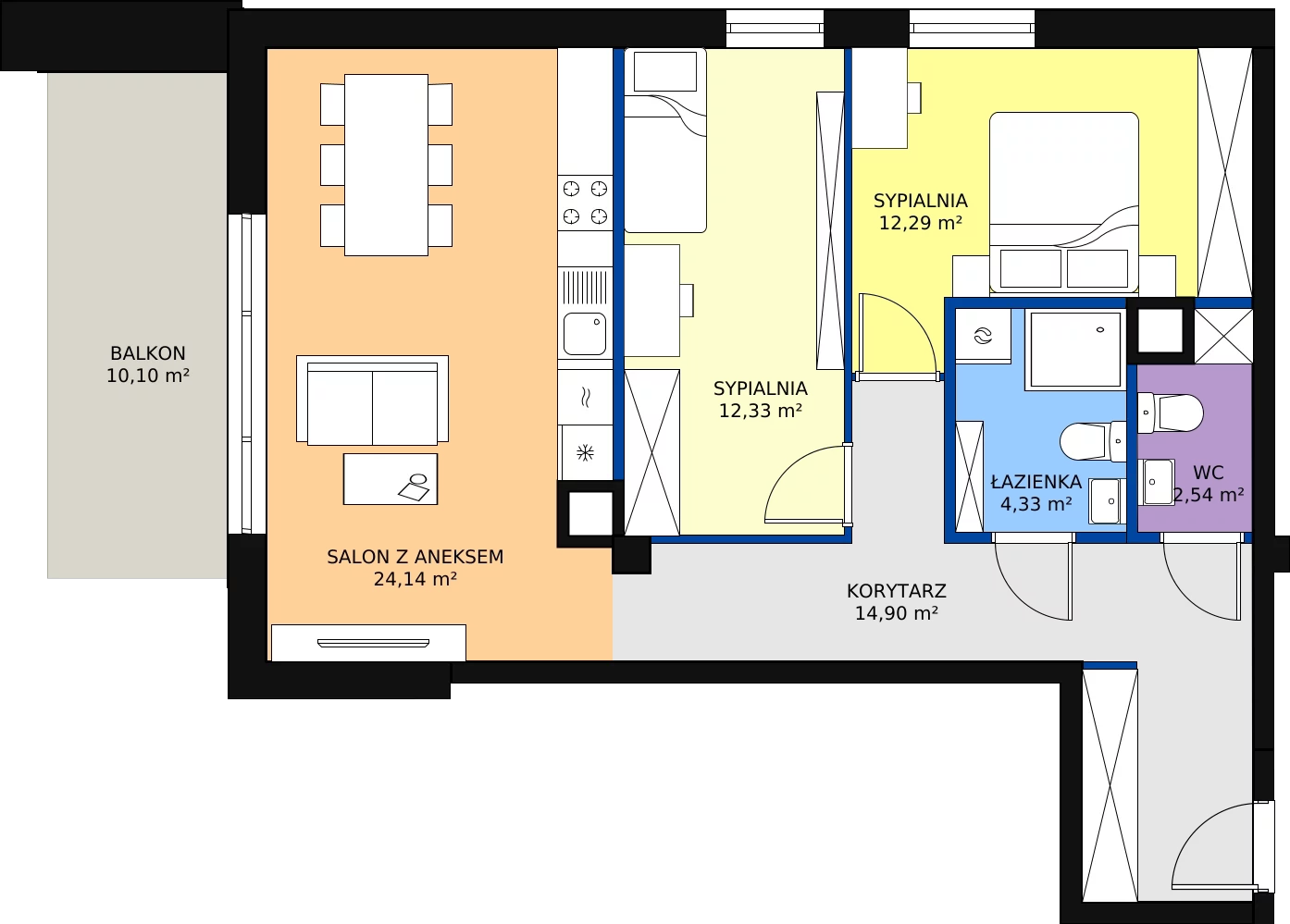 Zalety mieszkania 70.53 m², B 4.4