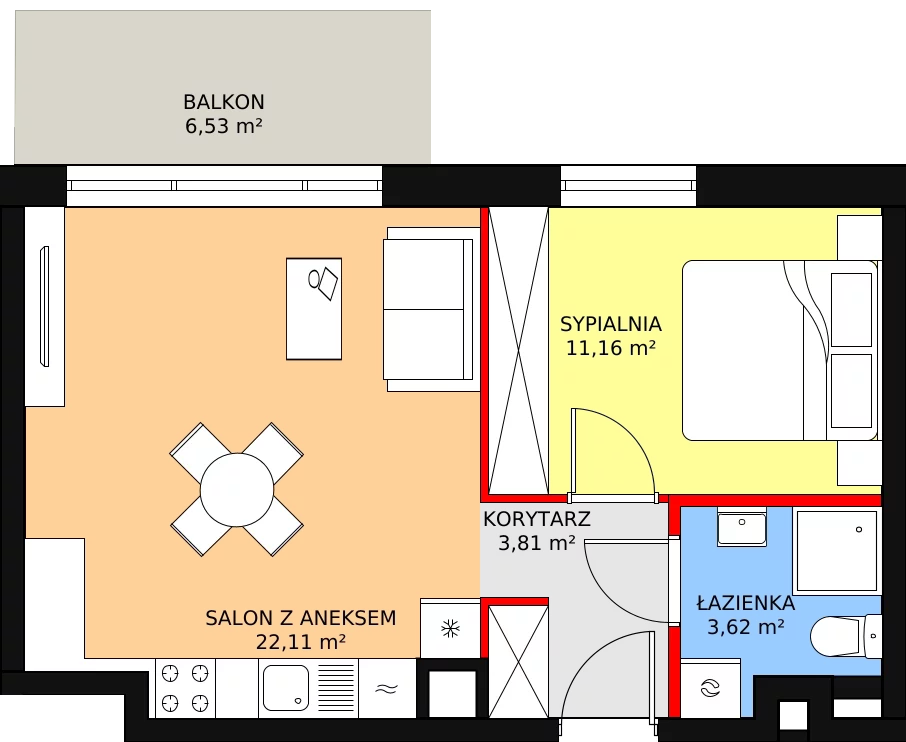 Apartament 40,70 m², piętro 4, oferta nr B 4.10, Melody Park, Łódź, Śródmieście, Śródmieście-Wschód, ul. Pomorska 72/74