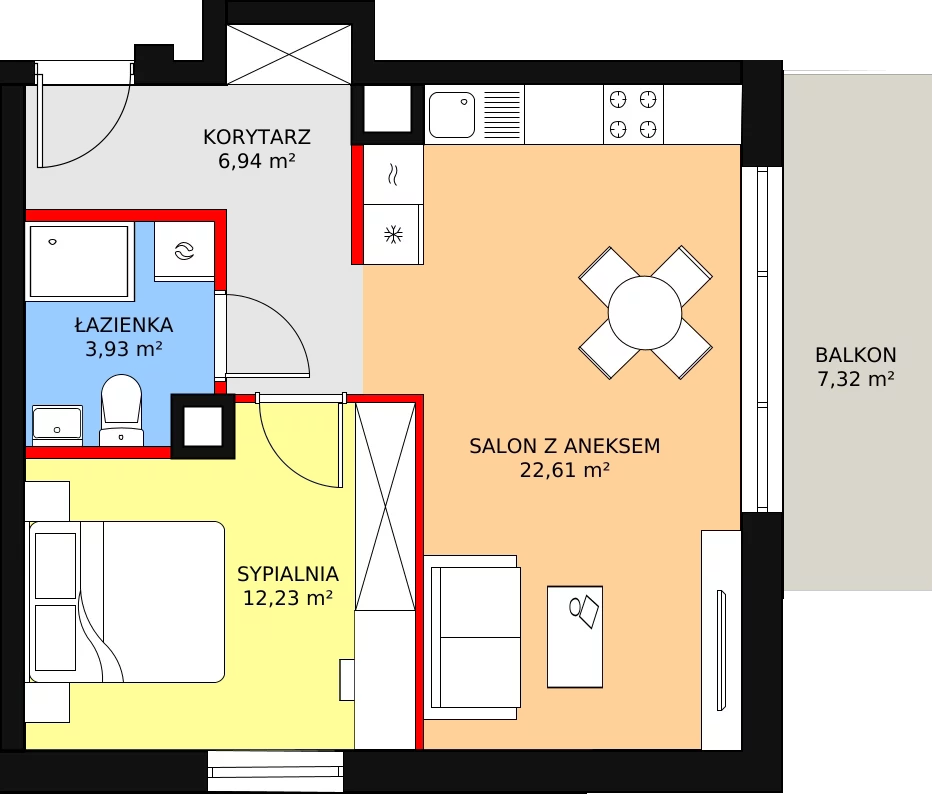 Apartament 45,71 m², piętro 5, oferta nr B 5.12, Melody Park, Łódź, Śródmieście, Śródmieście-Wschód, ul. Pomorska 72/74