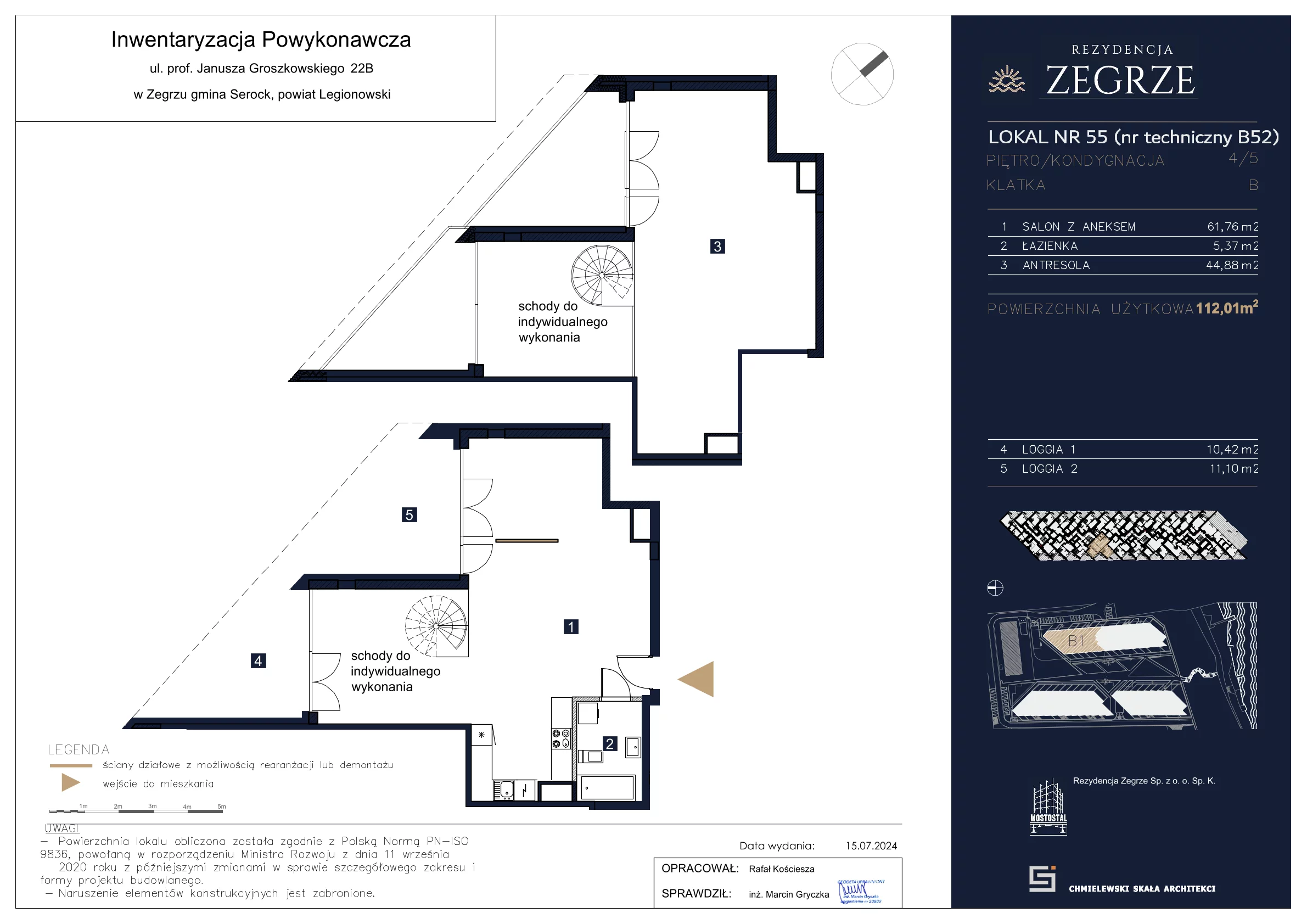 Mieszkanie 112,01 m², piętro 4, oferta nr B1.5.B.52, Rezydencja Zegrze II, Zegrze, ul. Groszkowskiego 22A