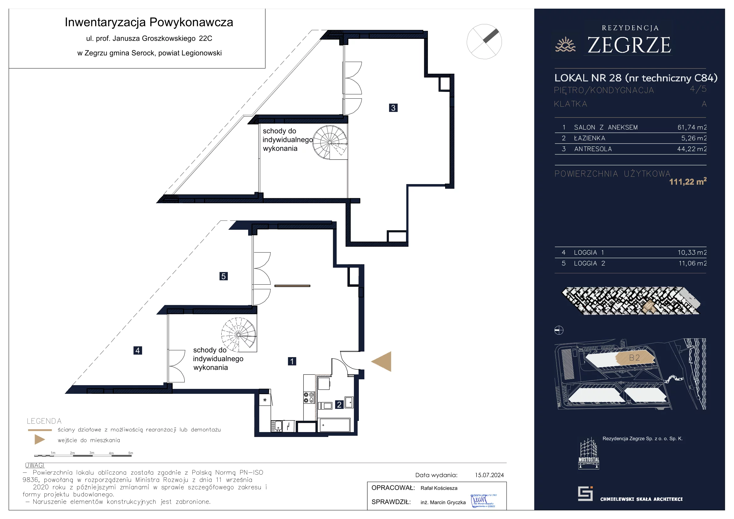 Mieszkanie 111,22 m², piętro 4, oferta nr B2.5.C.84, Rezydencja Zegrze II, Zegrze, ul. Groszkowskiego 22A