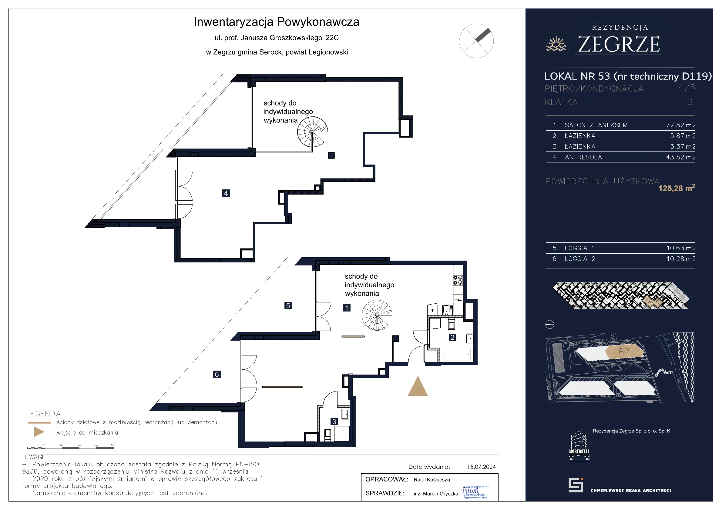 Mieszkanie 125,28 m², piętro 4, oferta nr B2.5.D.119, Rezydencja Zegrze II, Zegrze, ul. Groszkowskiego 22A