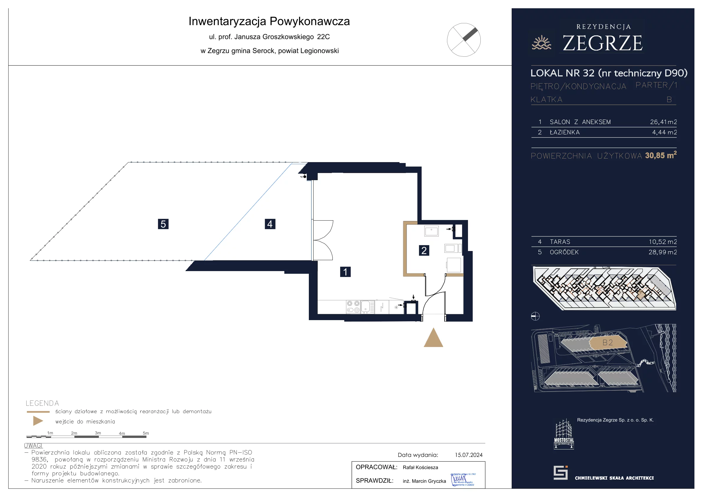 Apartament 30,85 m², parter, oferta nr B2.1.D.90, Rezydencja Zegrze II, Zegrze, ul. Groszkowskiego 22A