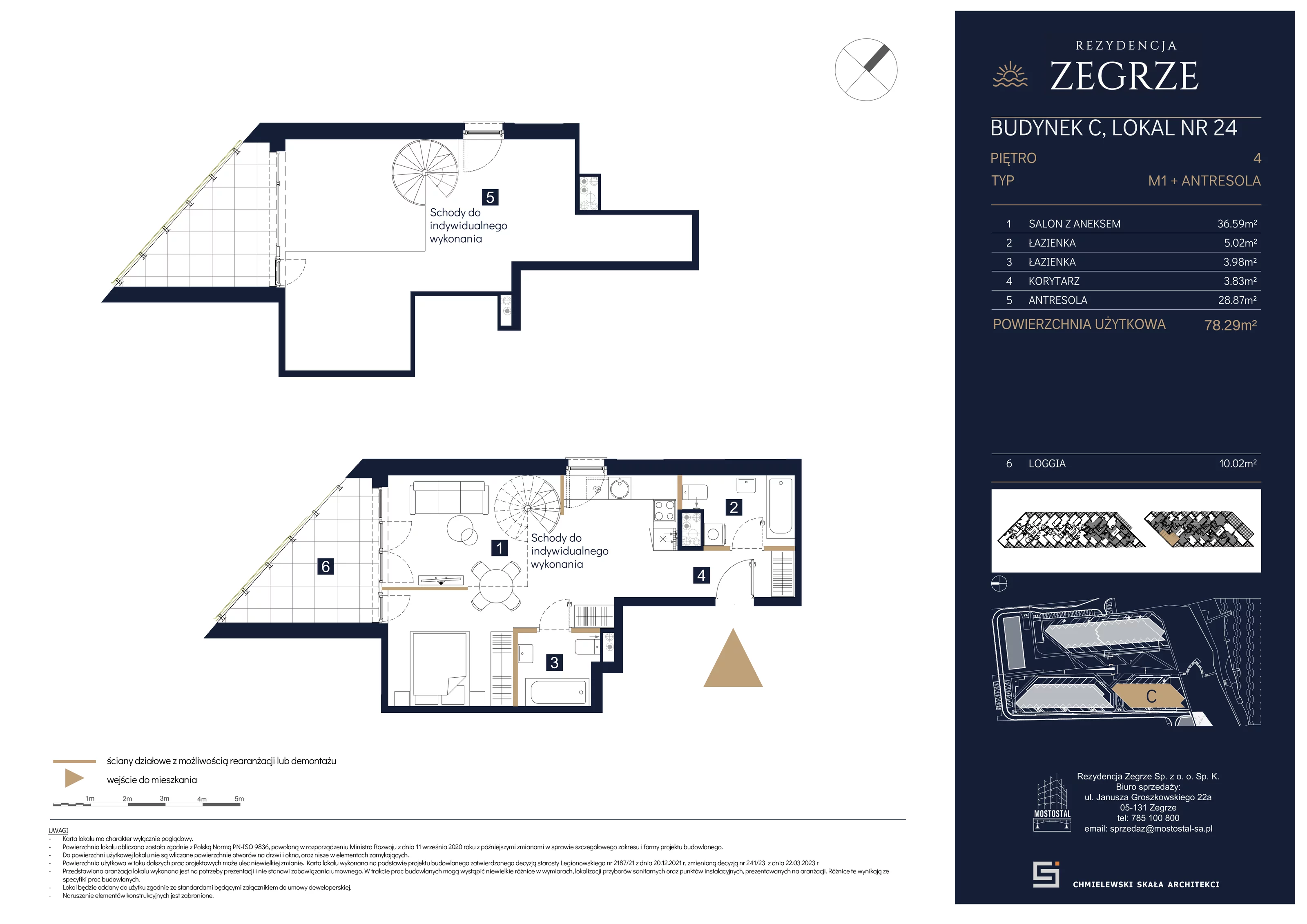 3 pokoje, mieszkanie 78,29 m², piętro 4, oferta nr C-A24, Rezydencja Zegrze III, Zegrze, ul. Groszkowskiego 22A
