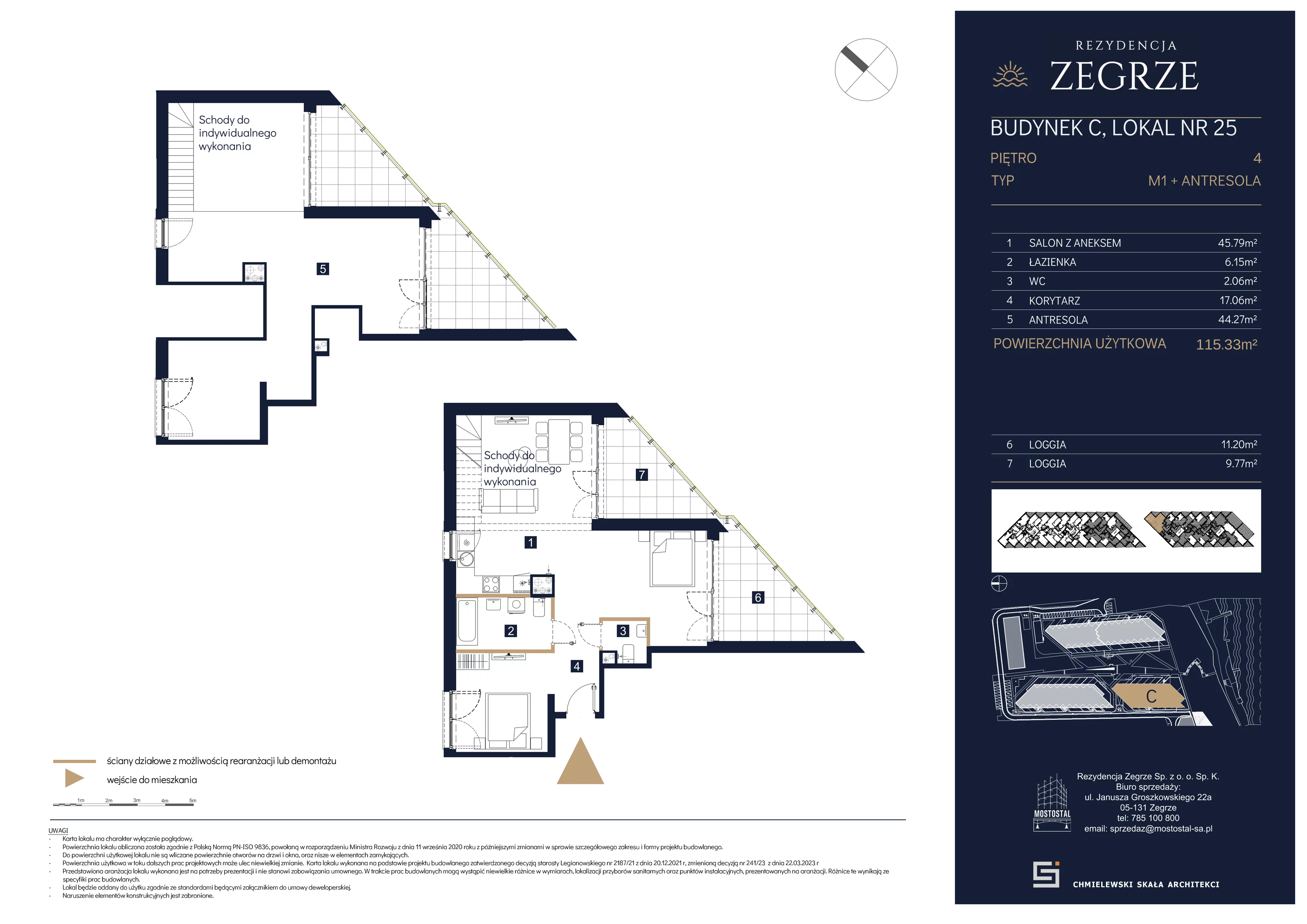 5 pokoi, mieszkanie 115,33 m², piętro 4, oferta nr C-A25, Rezydencja Zegrze III, Zegrze, ul. Groszkowskiego 22A