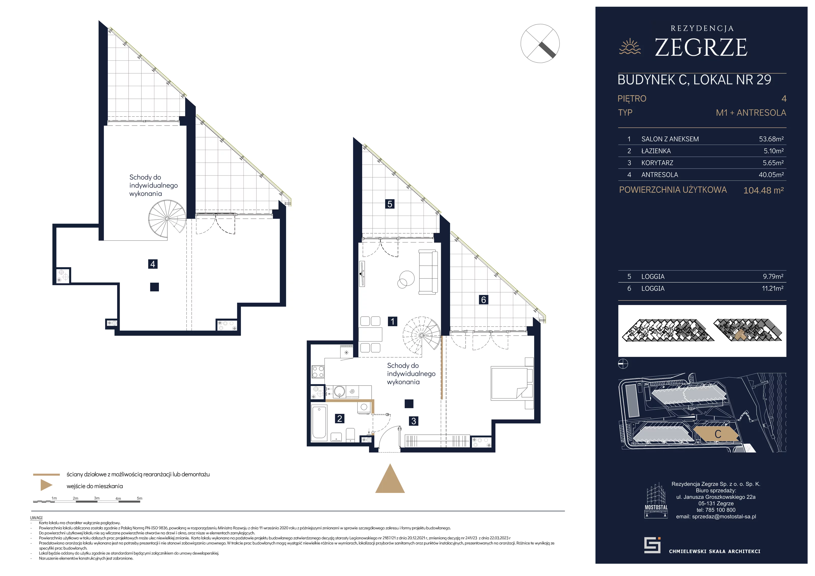 4 pokoje, mieszkanie 104,48 m², piętro 4, oferta nr C-A29, Rezydencja Zegrze III, Zegrze, ul. Groszkowskiego 22A