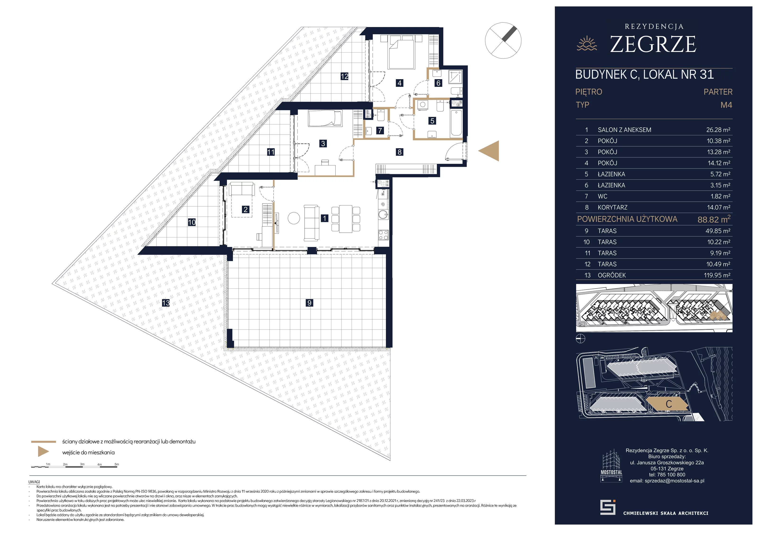 4 pokoje, mieszkanie 88,82 m², parter, oferta nr C-B31, Rezydencja Zegrze III, Zegrze, ul. Groszkowskiego 22A