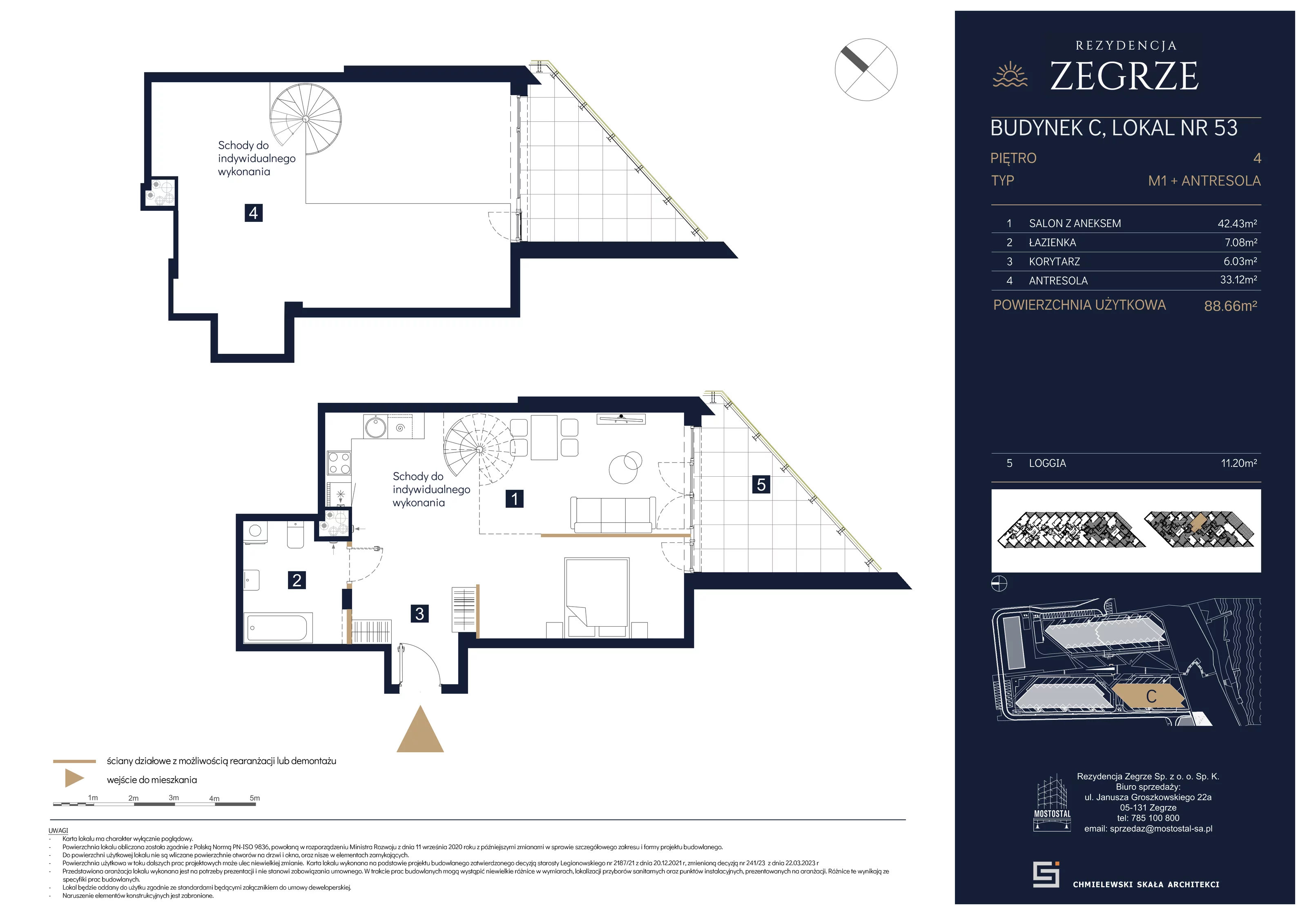4 pokoje, mieszkanie 88,66 m², piętro 4, oferta nr C-B53, Rezydencja Zegrze III, Zegrze, ul. Groszkowskiego 22A