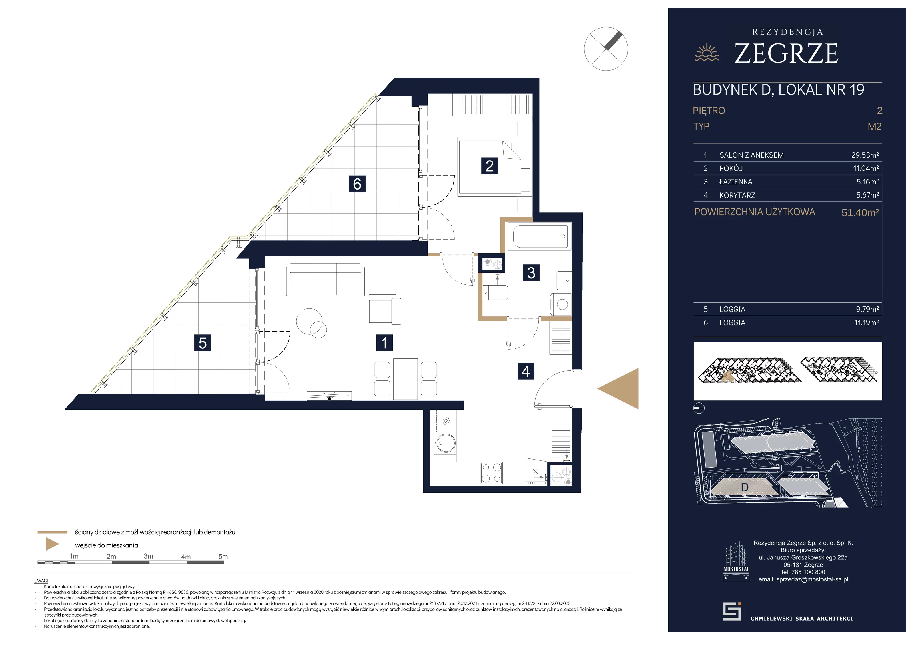 2 pokoje, mieszkanie 51,40 m², piętro 2, oferta nr D-A19, Rezydencja Zegrze III, Zegrze, ul. Groszkowskiego 22A