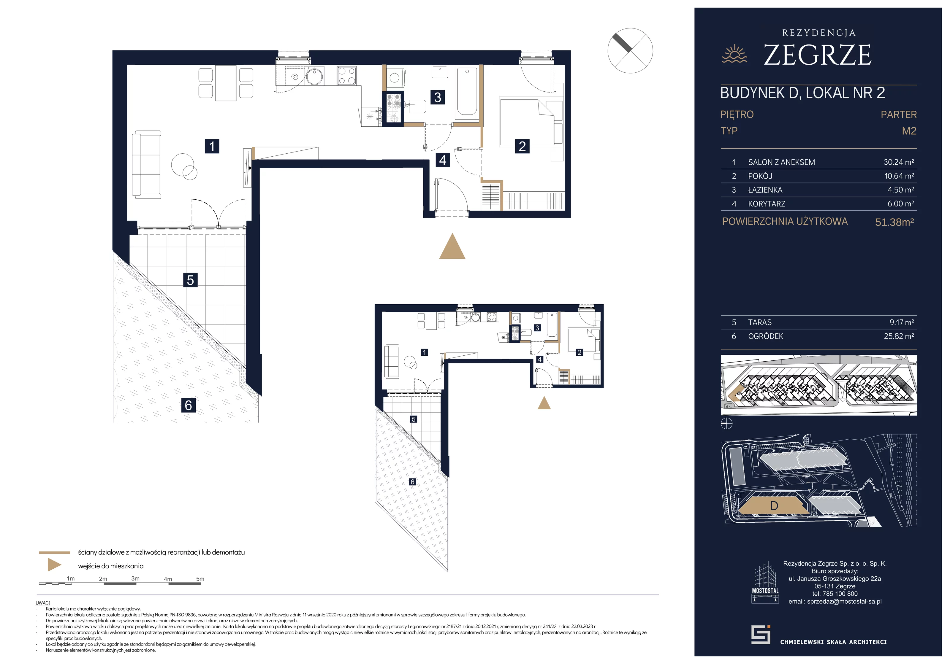 2 pokoje, mieszkanie 51,38 m², parter, oferta nr D-A02, Rezydencja Zegrze III, Zegrze, ul. Groszkowskiego 22A