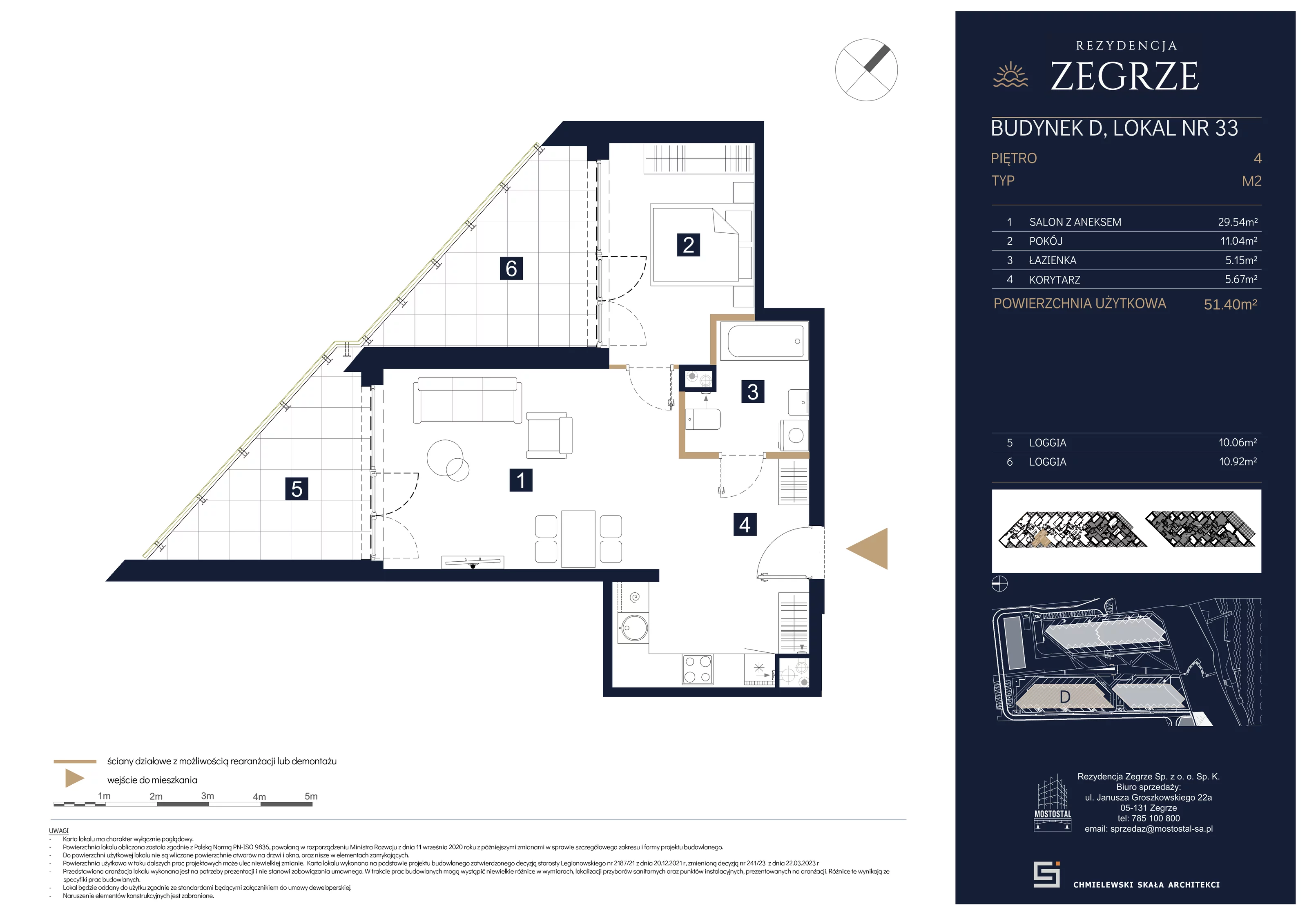 2 pokoje, mieszkanie 51,40 m², piętro 4, oferta nr D-A33, Rezydencja Zegrze III, Zegrze, ul. Groszkowskiego 22A