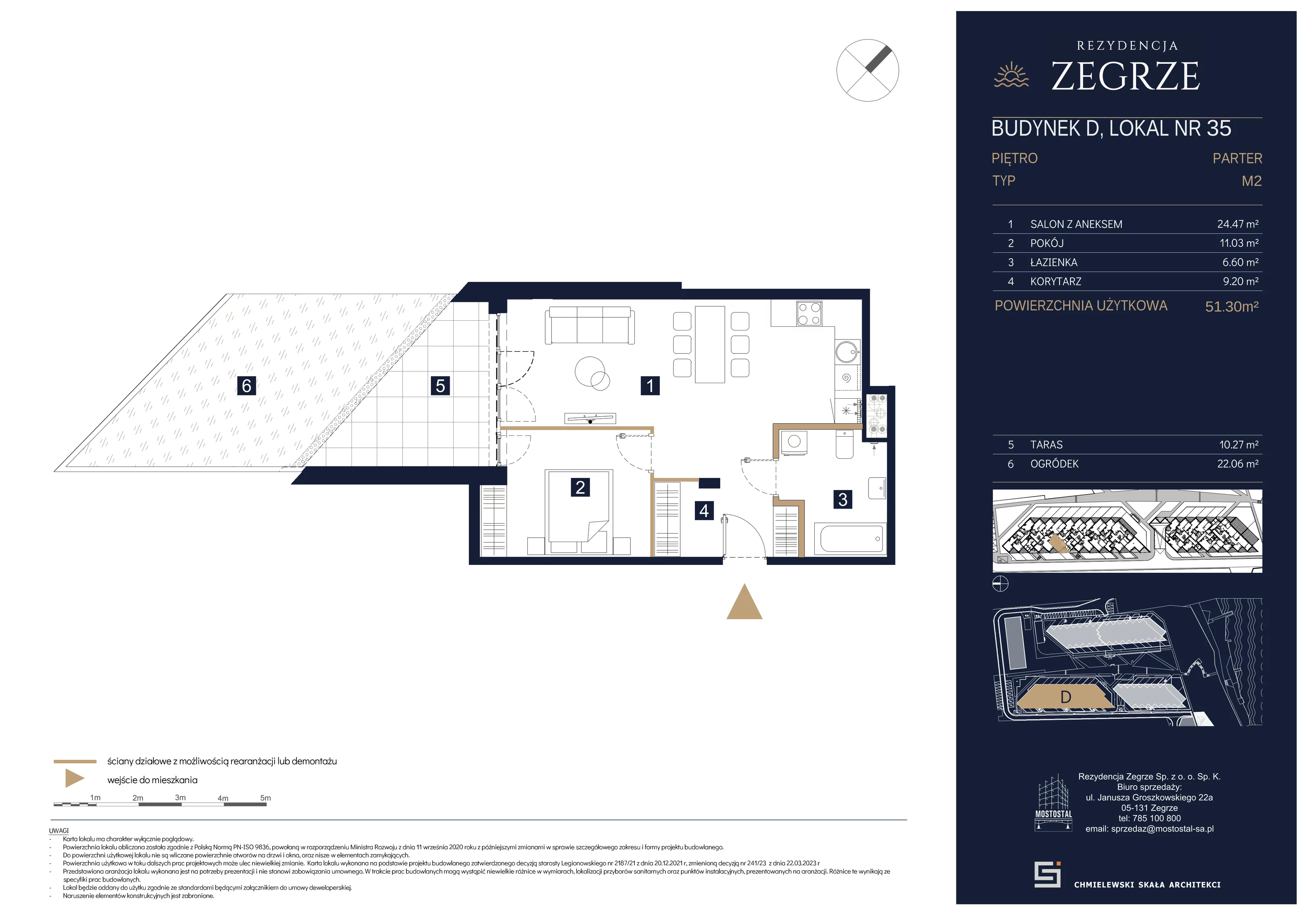 2 pokoje, mieszkanie 51,30 m², parter, oferta nr D-B35, Rezydencja Zegrze III, Zegrze, ul. Groszkowskiego 22A