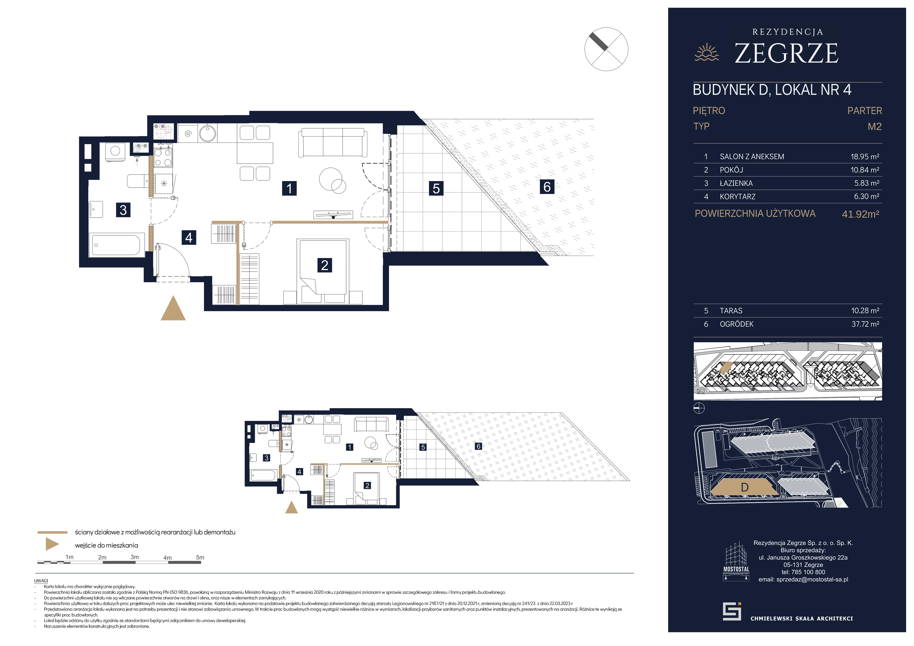 2 pokoje, mieszkanie 41,92 m², parter, oferta nr D-A04, Rezydencja Zegrze III, Zegrze, ul. Groszkowskiego 22A