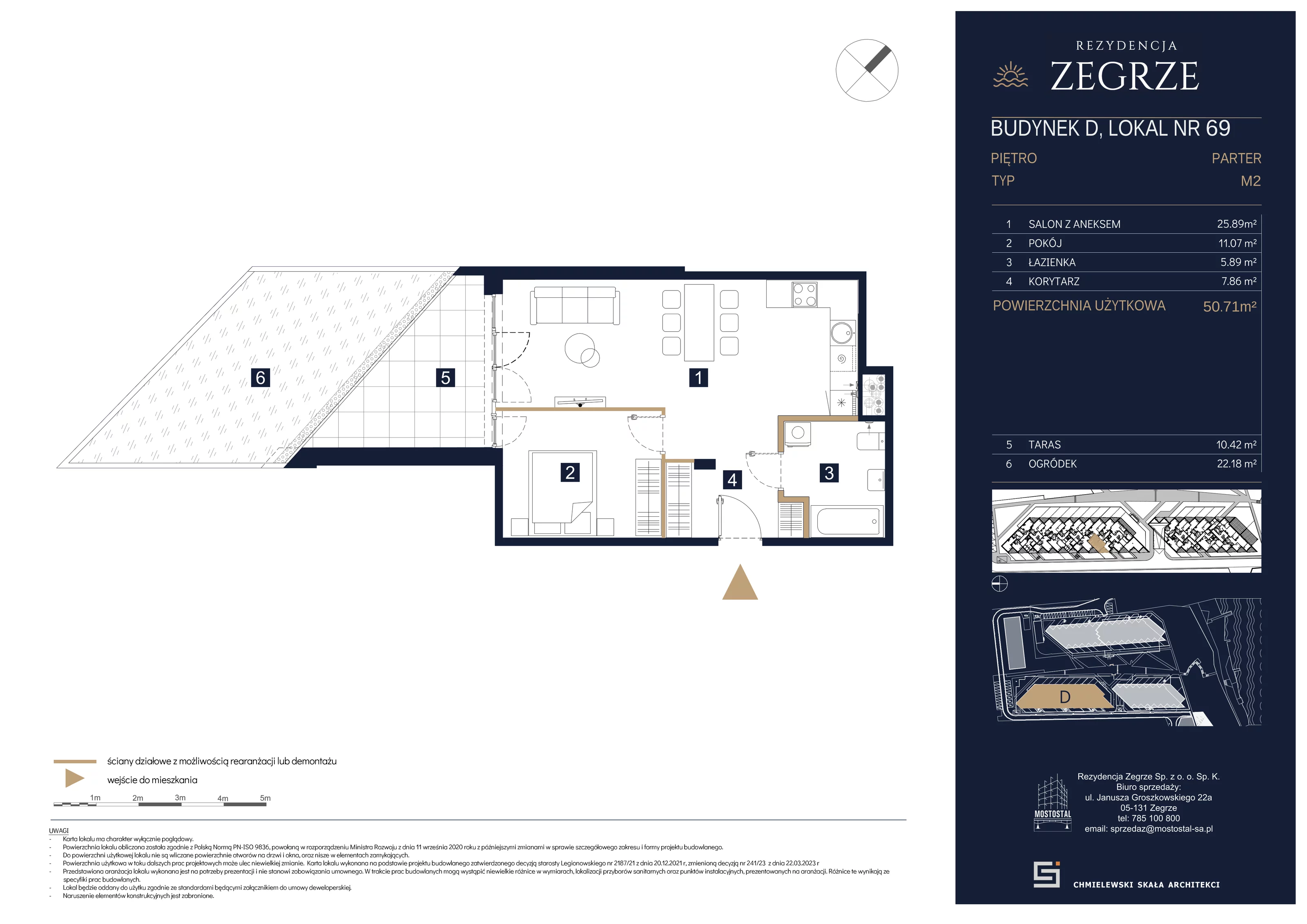 2 pokoje, mieszkanie 50,71 m², parter, oferta nr D-C69, Rezydencja Zegrze III, Zegrze, ul. Groszkowskiego 22A