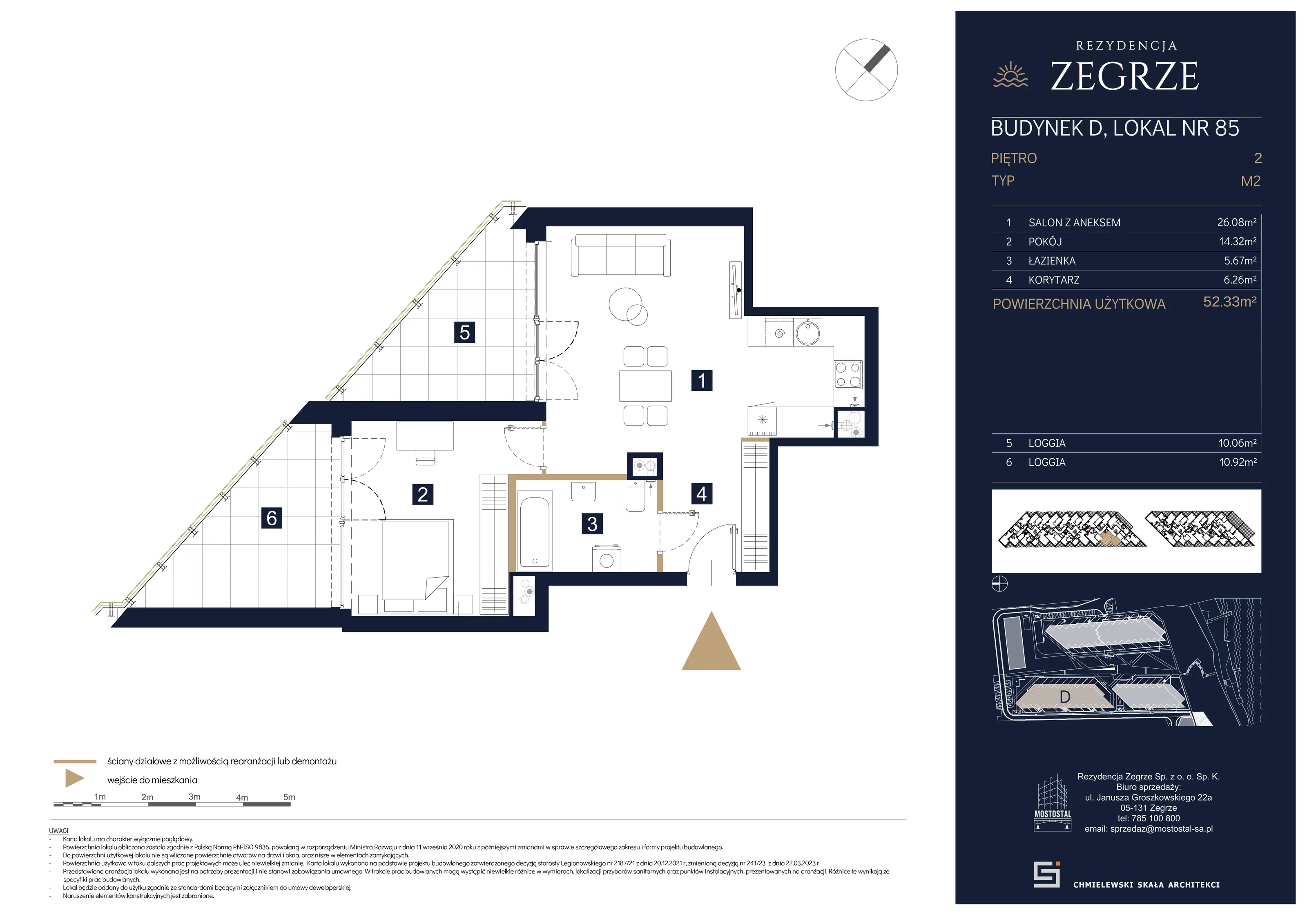 2 pokoje, mieszkanie 52,33 m², piętro 2, oferta nr D-C85, Rezydencja Zegrze III, Zegrze, ul. Groszkowskiego 22A