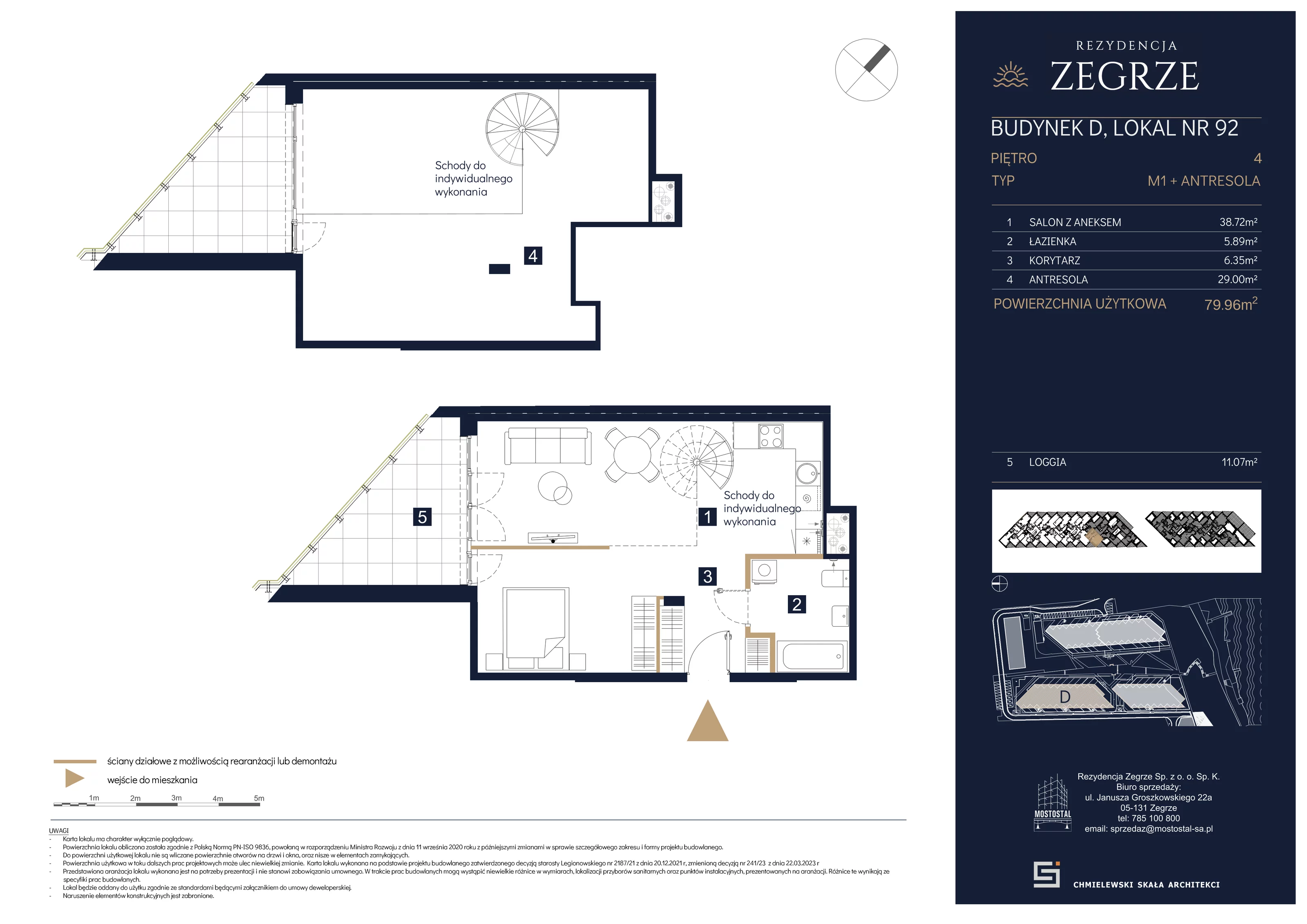 3 pokoje, mieszkanie 79,96 m², piętro 4, oferta nr D-C92, Rezydencja Zegrze III, Zegrze, ul. Groszkowskiego 22A