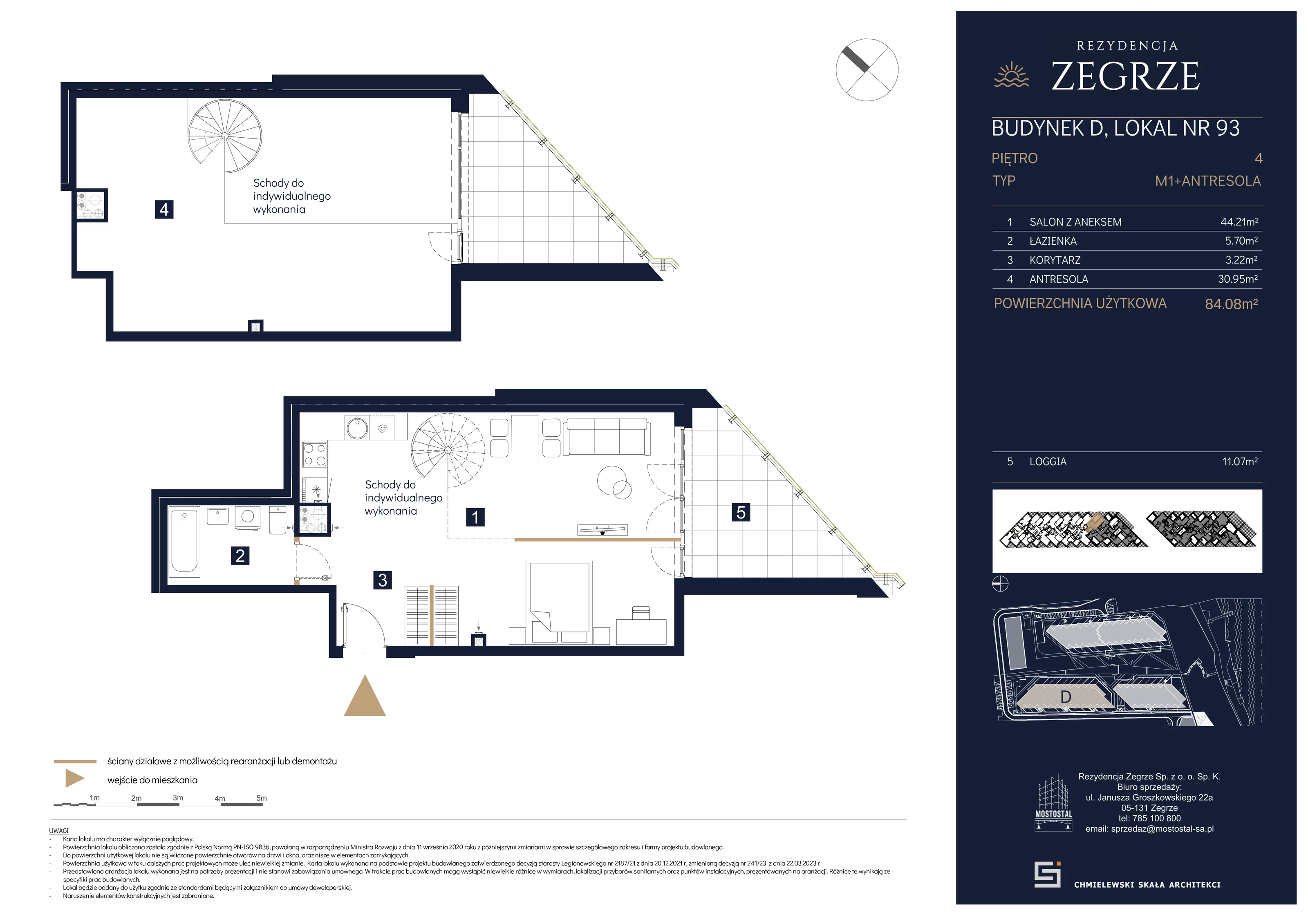4 pokoje, mieszkanie 84,08 m², piętro 4, oferta nr D-C93, Rezydencja Zegrze III, Zegrze, ul. Groszkowskiego 22A