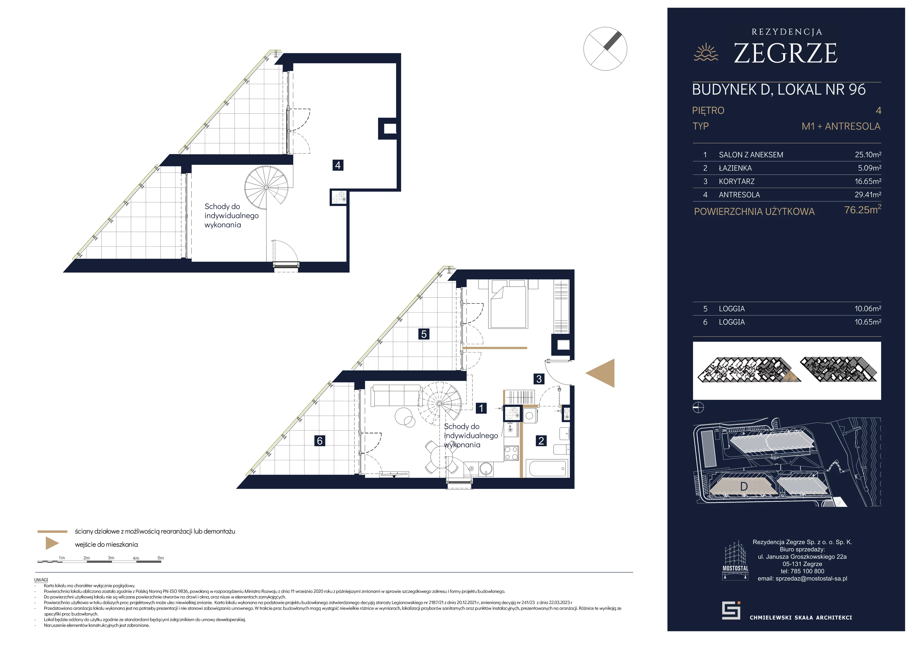 3 pokoje, mieszkanie 76,25 m², piętro 4, oferta nr D-C96, Rezydencja Zegrze III, Zegrze, ul. Groszkowskiego 22A