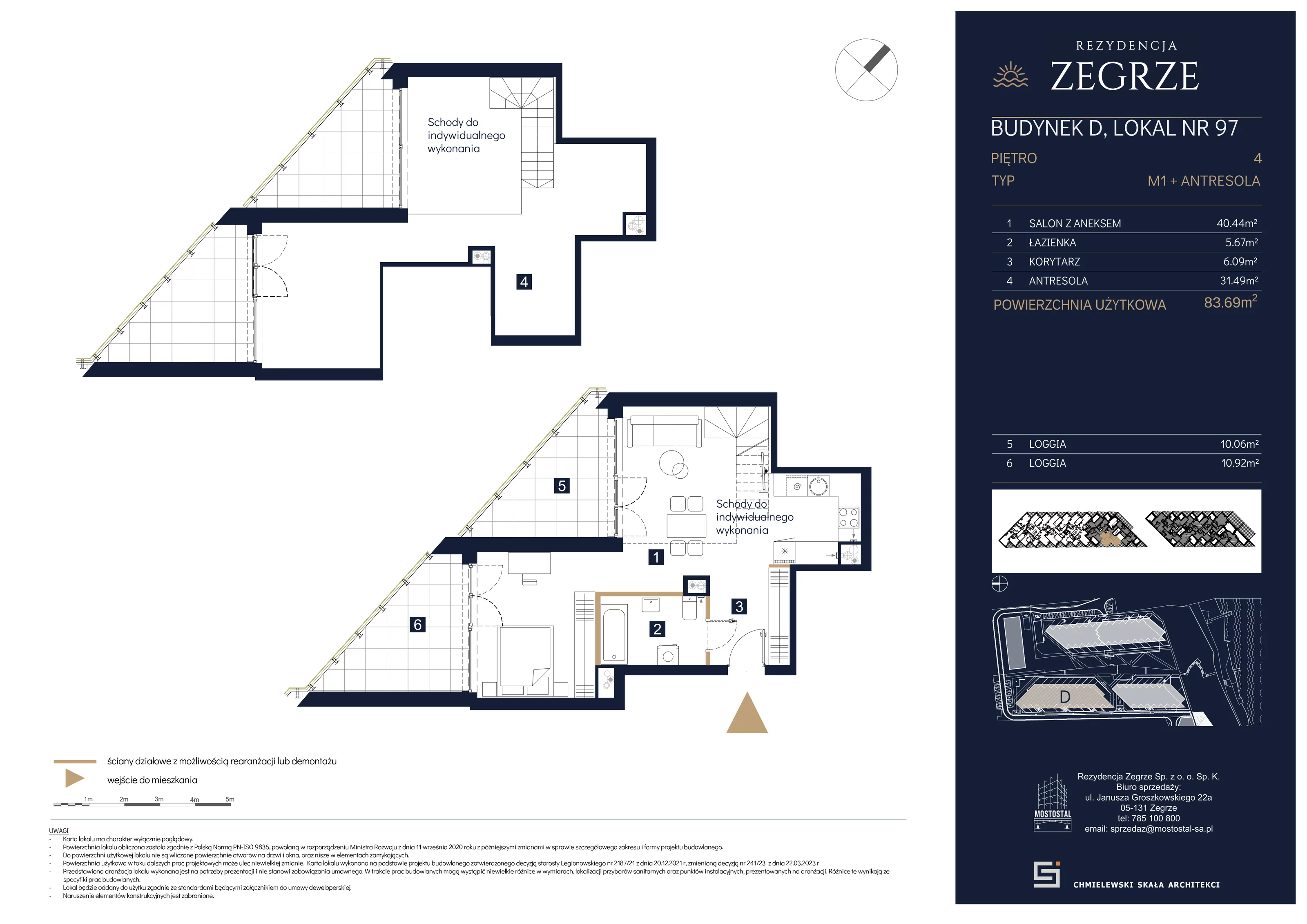 3 pokoje, mieszkanie 83,69 m², piętro 4, oferta nr D-C97, Rezydencja Zegrze III, Zegrze, ul. Groszkowskiego 22A