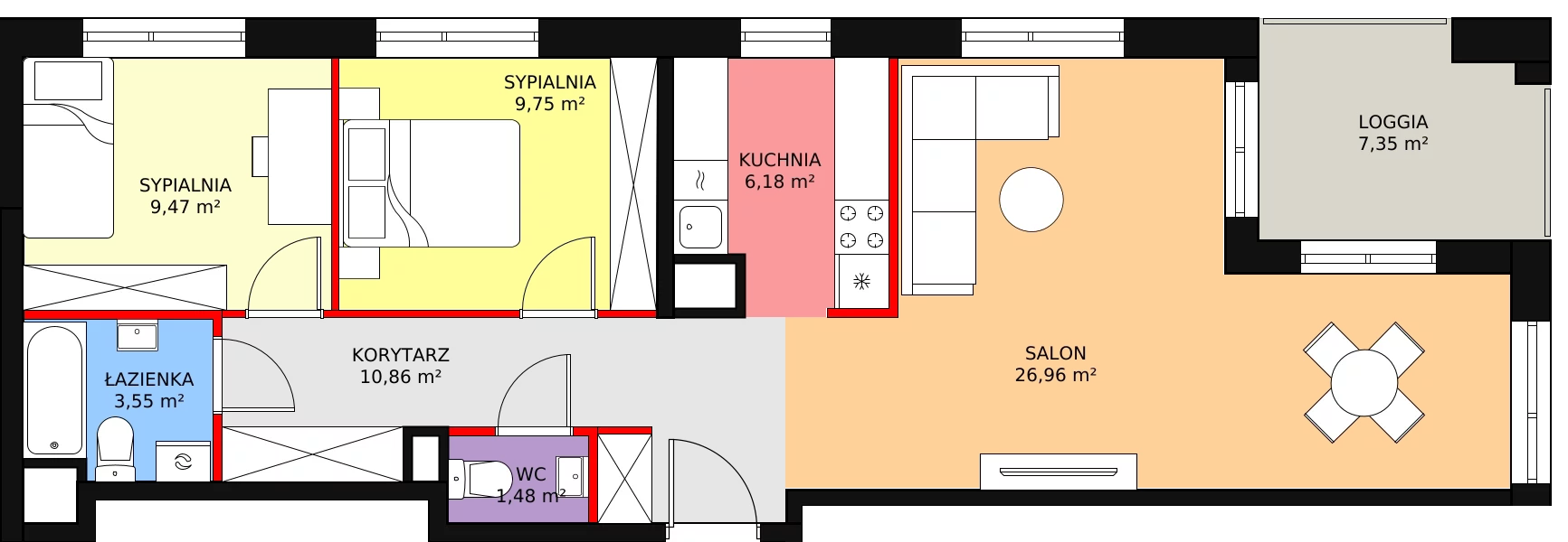 3 pokoje, mieszkanie 68,25 m², piętro 1, oferta nr A.M1.14, Livin' Praga, Warszawa, Praga Północ, Pelcowizna, ul. A. Kotsisa 2