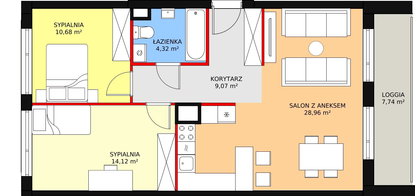 3 pokoje, mieszkanie 67,15 m², piętro 1, oferta nr A.M1.18, Livin' Praga, Warszawa, Praga Północ, Pelcowizna, ul. A. Kotsisa 2