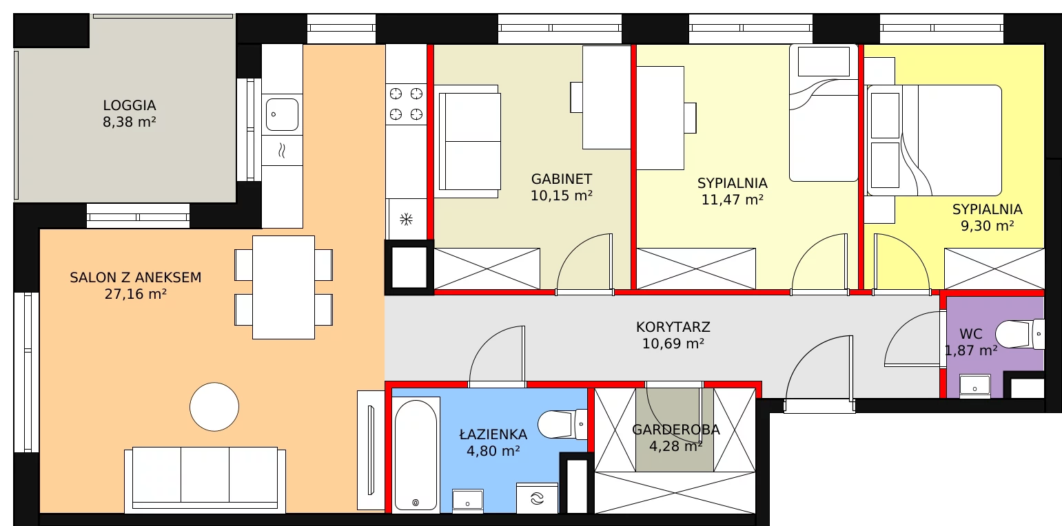 4 pokoje, mieszkanie 79,43 m², piętro 1, oferta nr A.M1.20, Livin' Praga, Warszawa, Praga Północ, Pelcowizna, ul. A. Kotsisa 2