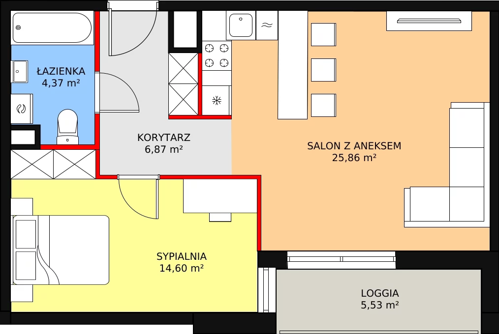 2 pokoje, mieszkanie 51,70 m², piętro 3, oferta nr A.M3.17, Livin' Praga, Warszawa, Praga Północ, Pelcowizna, ul. A. Kotsisa 2