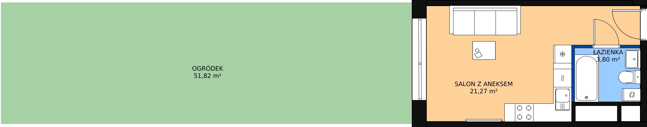 Zalety mieszkania 25.07 m², M0/02