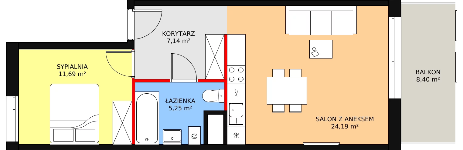 Mieszkanie 48,27 m², piętro 5, oferta nr M5/13, Orzechowa, Warszawa, Włochy, Raków, ul. Orzechowa 3