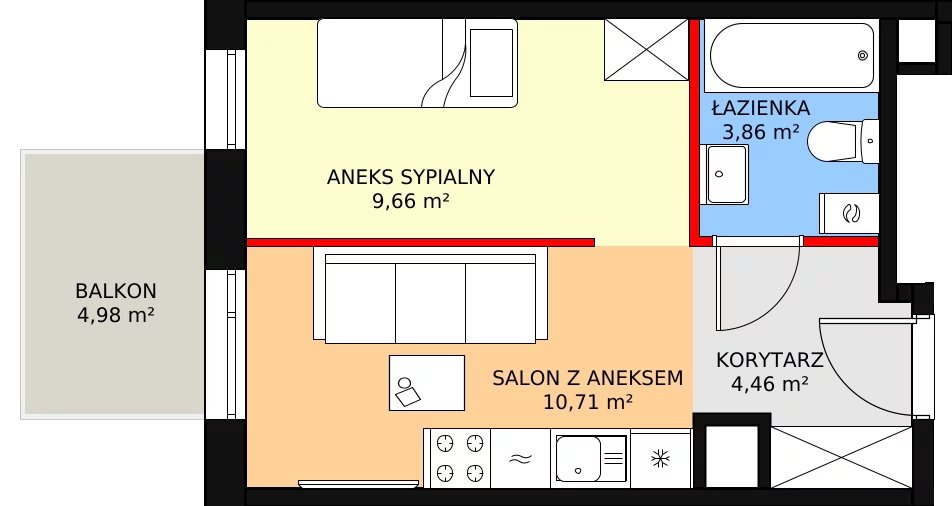 Mieszkanie 28,69 m², piętro 5, oferta nr M5/21, Orzechowa, Warszawa, Włochy, Raków, ul. Orzechowa 3