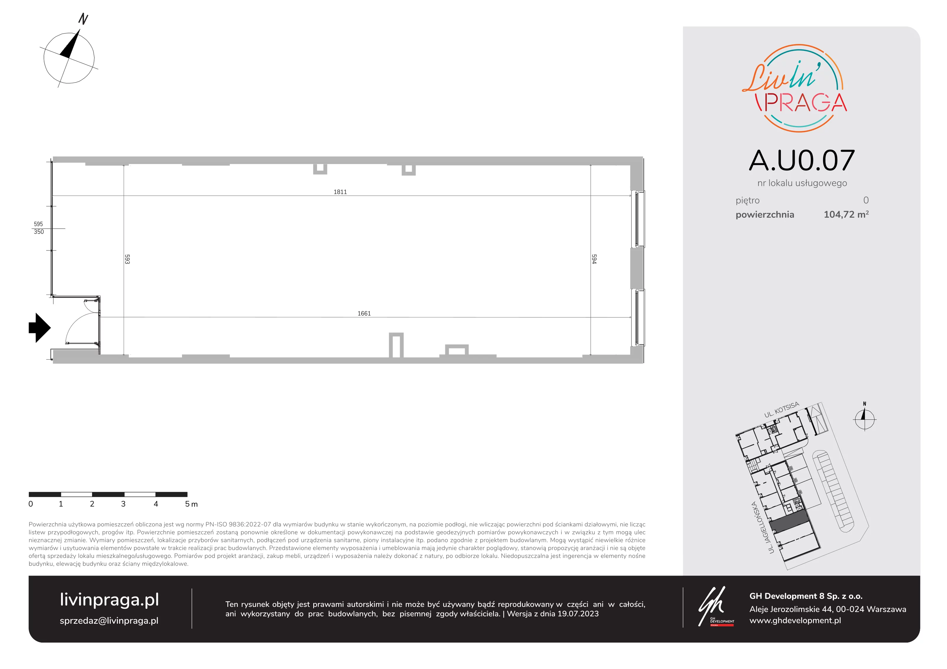 Lokal użytkowy 104,72 m², oferta nr A.U0.07, Livin' Praga - lokale użytkowe, Warszawa, Praga Północ, Pelcowizna, ul. A. Kotsisa 2