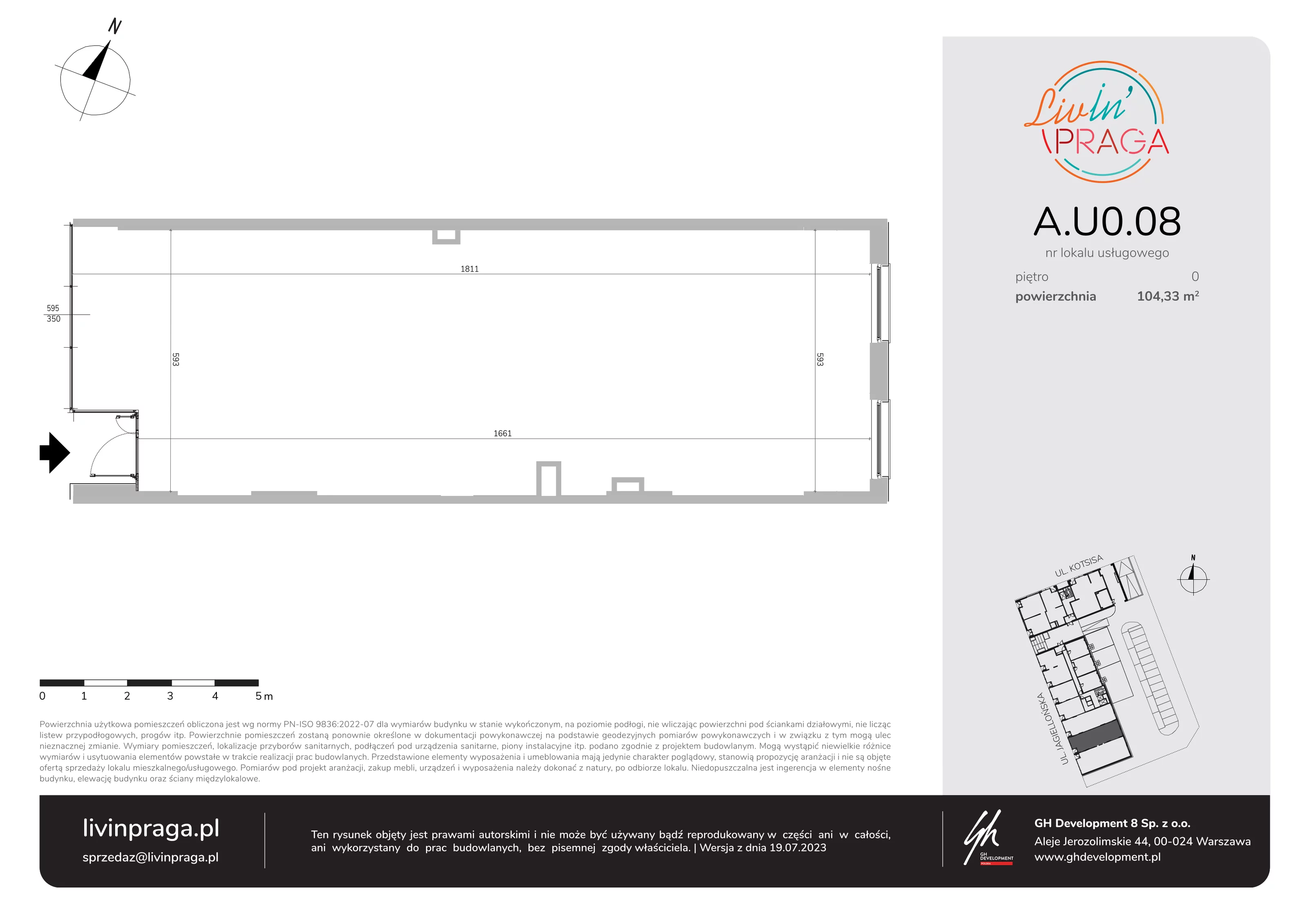 Lokal użytkowy 104,33 m², oferta nr A.U0.08, Livin' Praga - lokale użytkowe, Warszawa, Praga Północ, Pelcowizna, ul. A. Kotsisa 2