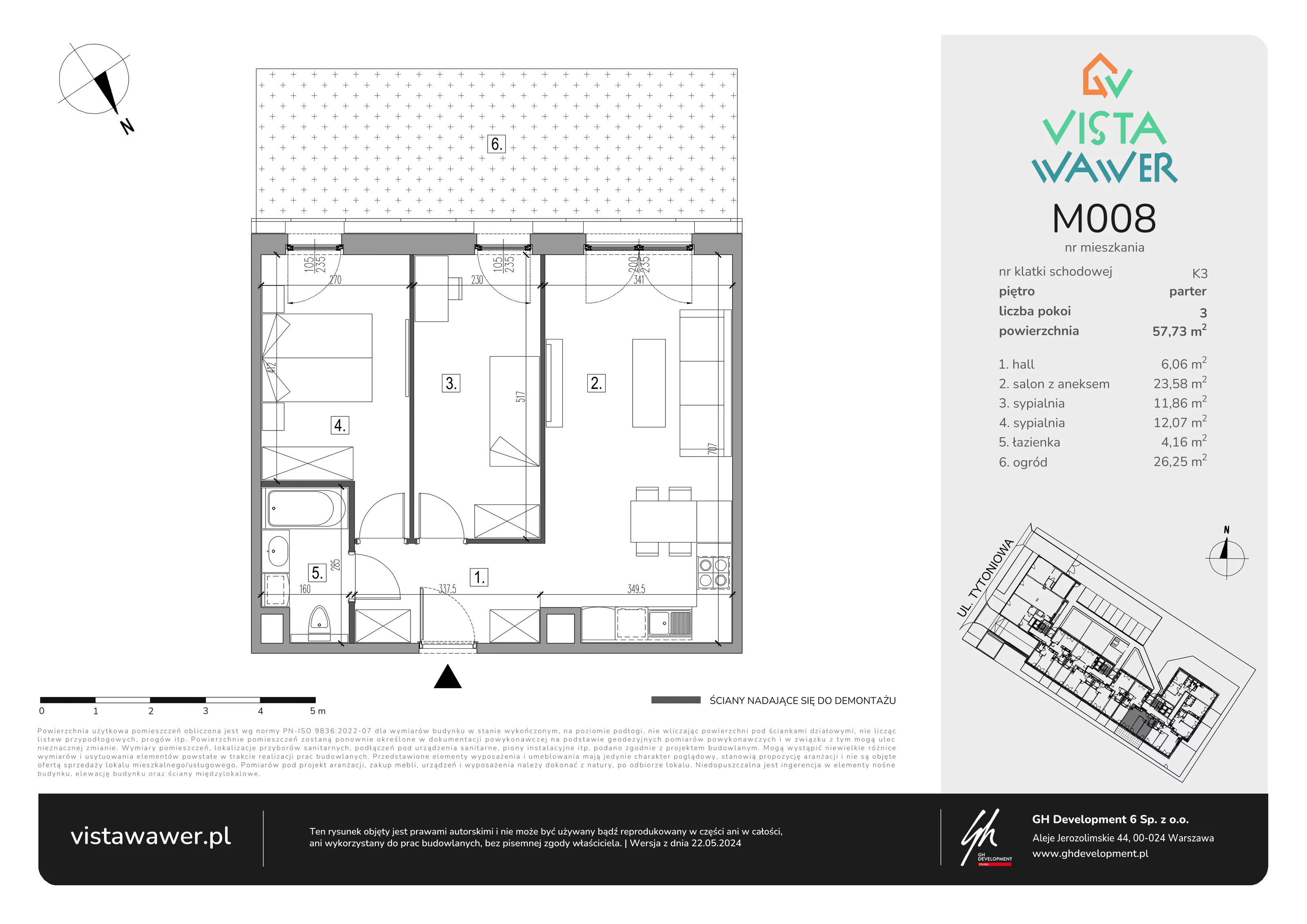 Mieszkanie 57,73 m², parter, oferta nr M008, Vista Wawer, Warszawa, Wawer, Gocławek, ul. Tytoniowa 20