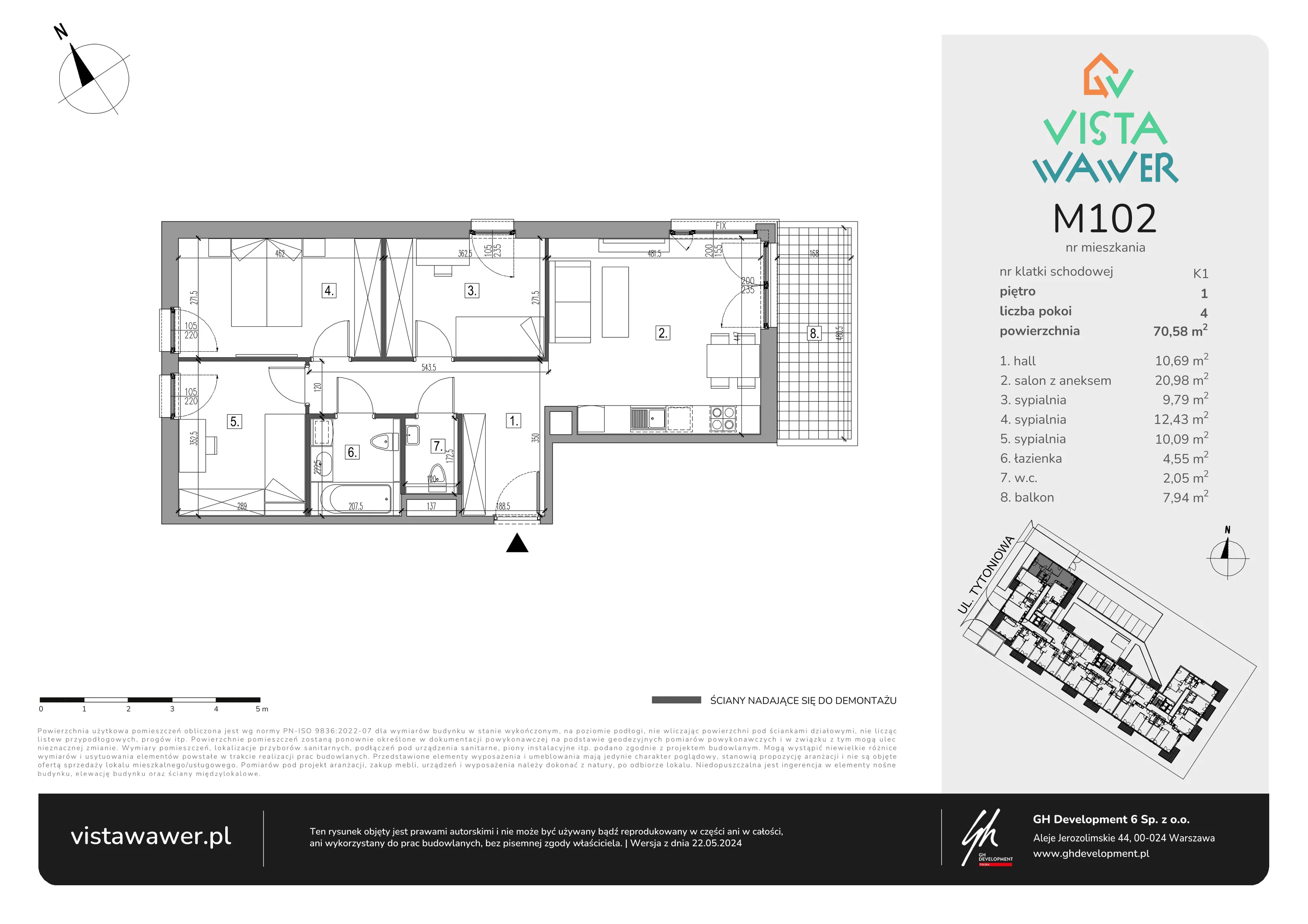 Mieszkanie 70,58 m², piętro 1, oferta nr M102, Vista Wawer, Warszawa, Wawer, Gocławek, ul. Tytoniowa 20-idx